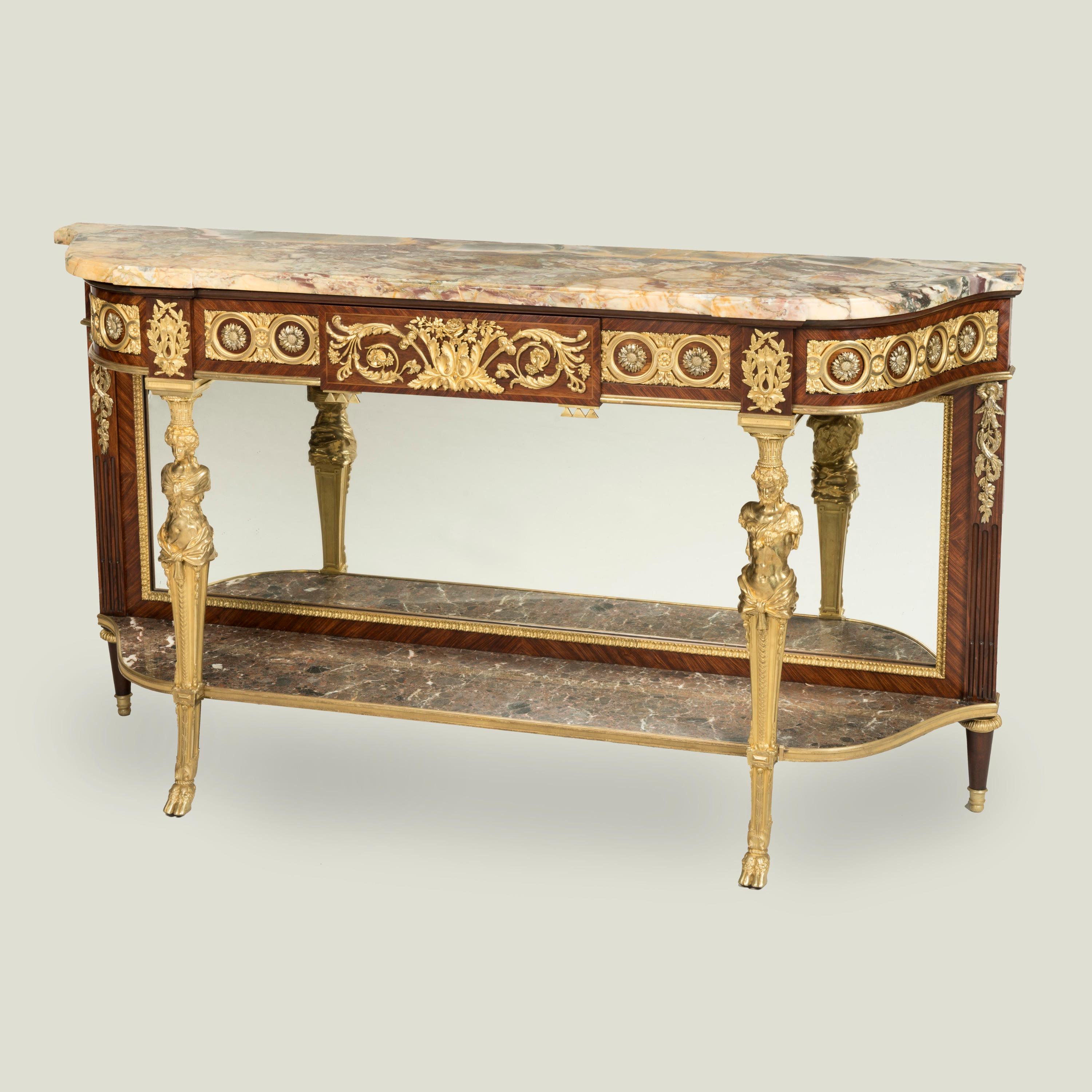 19th Century French Ormolu-Mounted Kingwood Console Table in the Louis XVI Style In Good Condition For Sale In London, GB