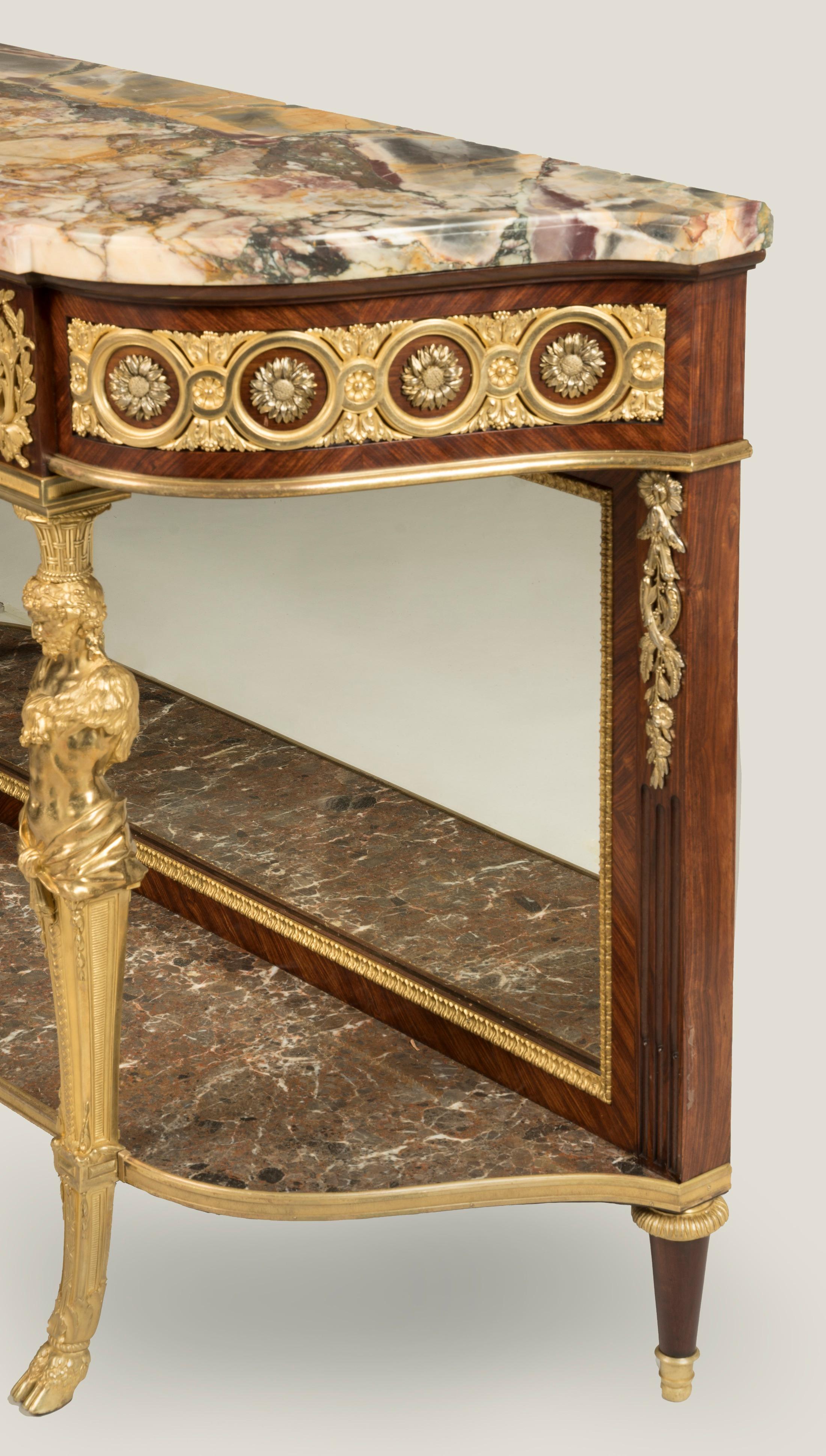 Französischer Konsolentisch aus Veilchenholz im Louis-XVI.-Stil des 19. Jahrhunderts mit Goldbronze-Montierung im Angebot 1