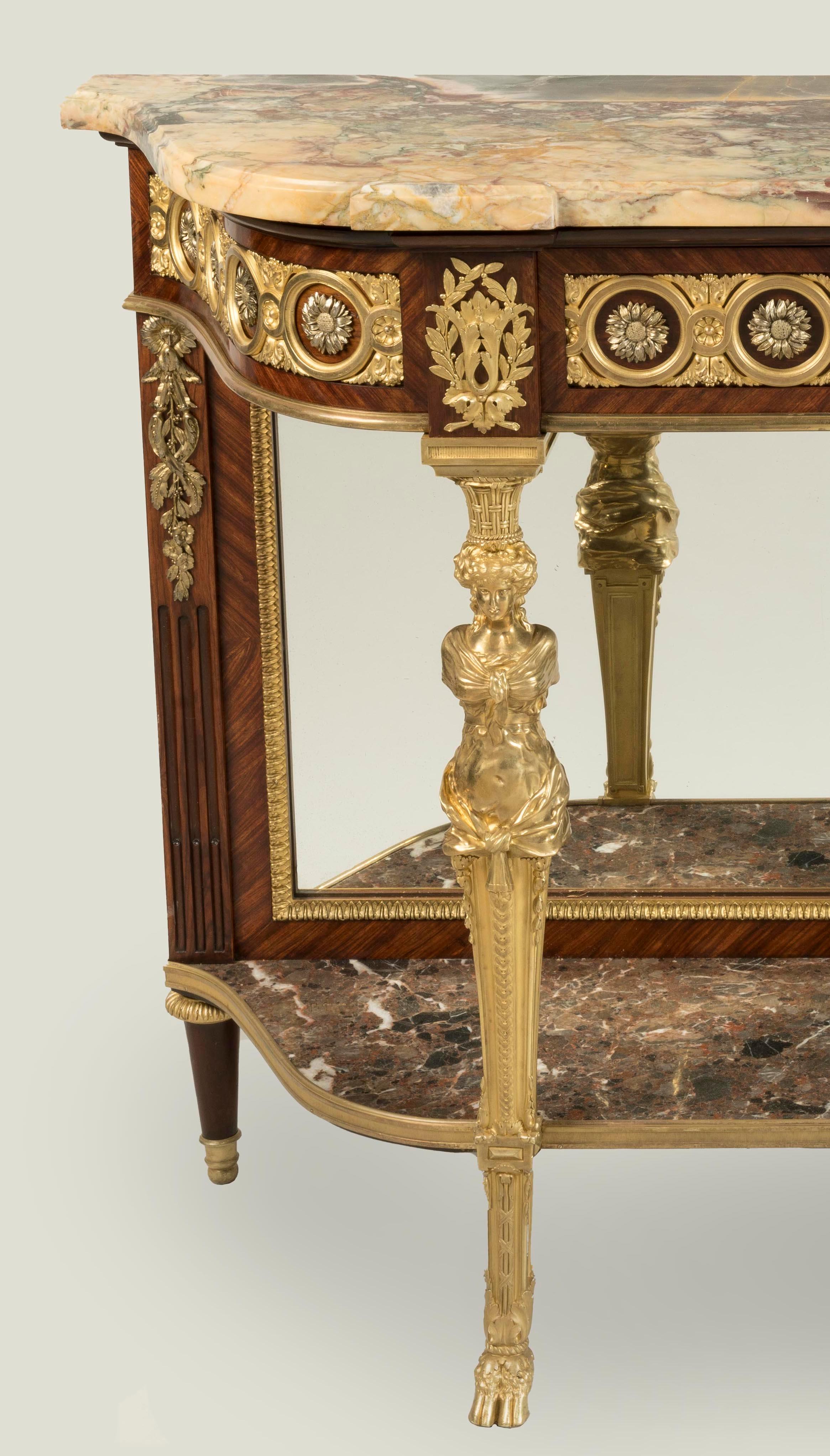 Französischer Konsolentisch aus Veilchenholz im Louis-XVI.-Stil des 19. Jahrhunderts mit Goldbronze-Montierung im Angebot 3