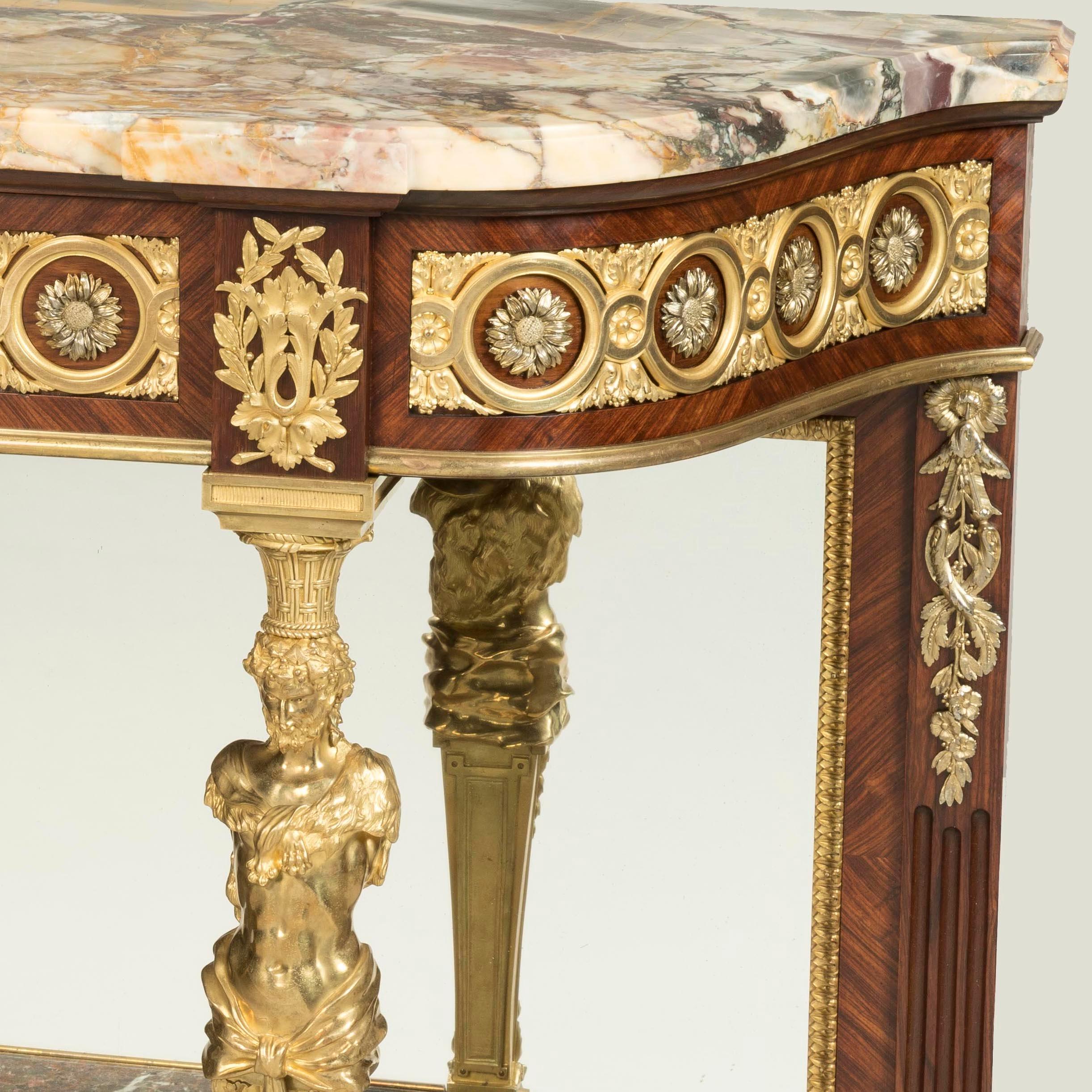 Französischer Konsolentisch aus Veilchenholz im Louis-XVI.-Stil des 19. Jahrhunderts mit Goldbronze-Montierung im Angebot 5