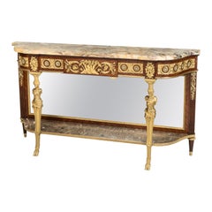 Französischer Konsolentisch aus Veilchenholz im Louis-XVI.-Stil des 19. Jahrhunderts mit Goldbronze-Montierung