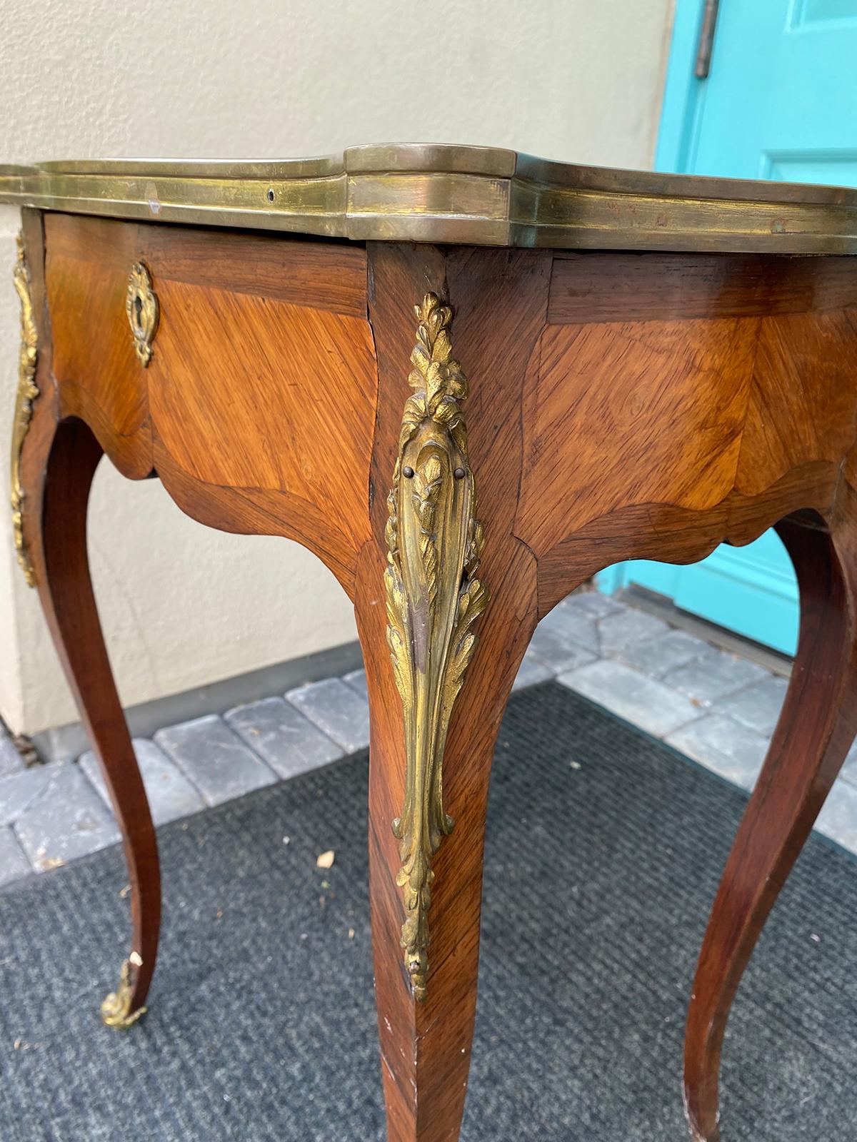 19th Century French Ormolu Mounted Marble Top Side Table, 1 Drawer For Sale 11