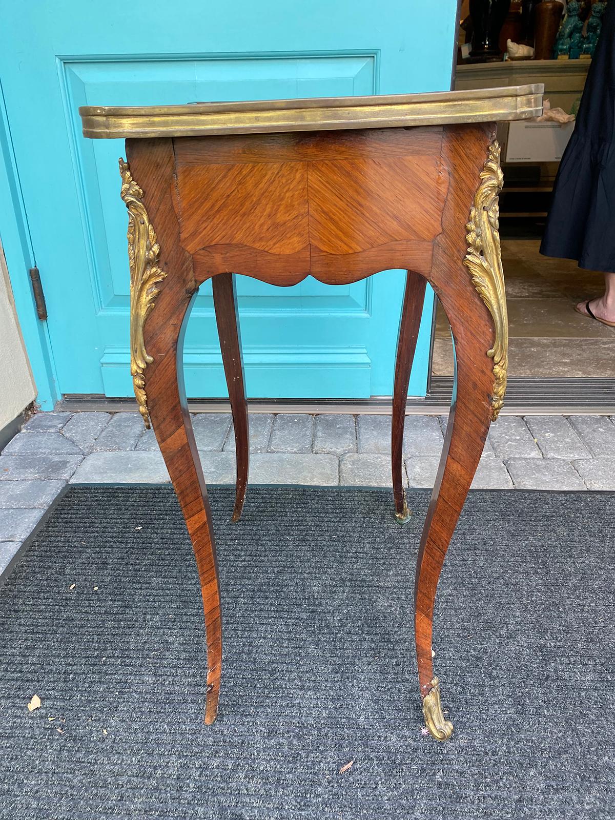 19th Century French Ormolu Mounted Marble Top Side Table, 1 Drawer For Sale 2