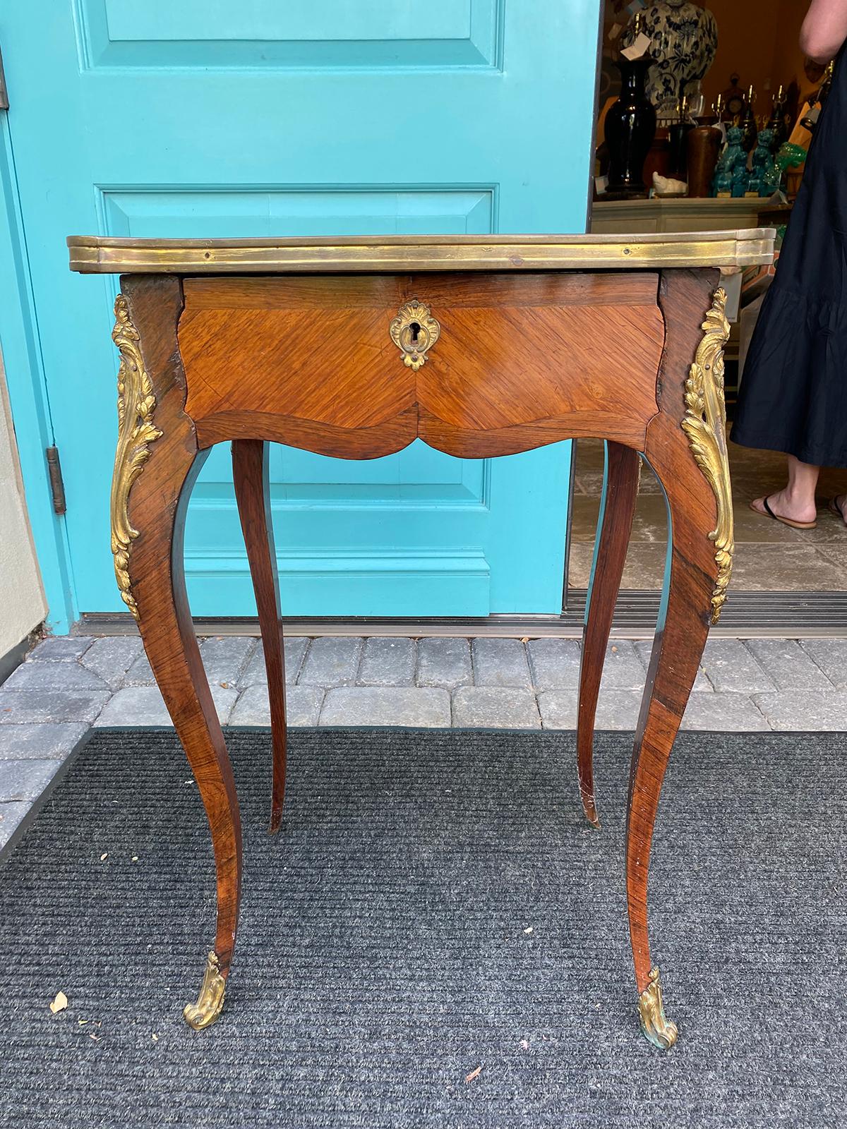 19th Century French Ormolu Mounted Marble Top Side Table, 1 Drawer For Sale 3