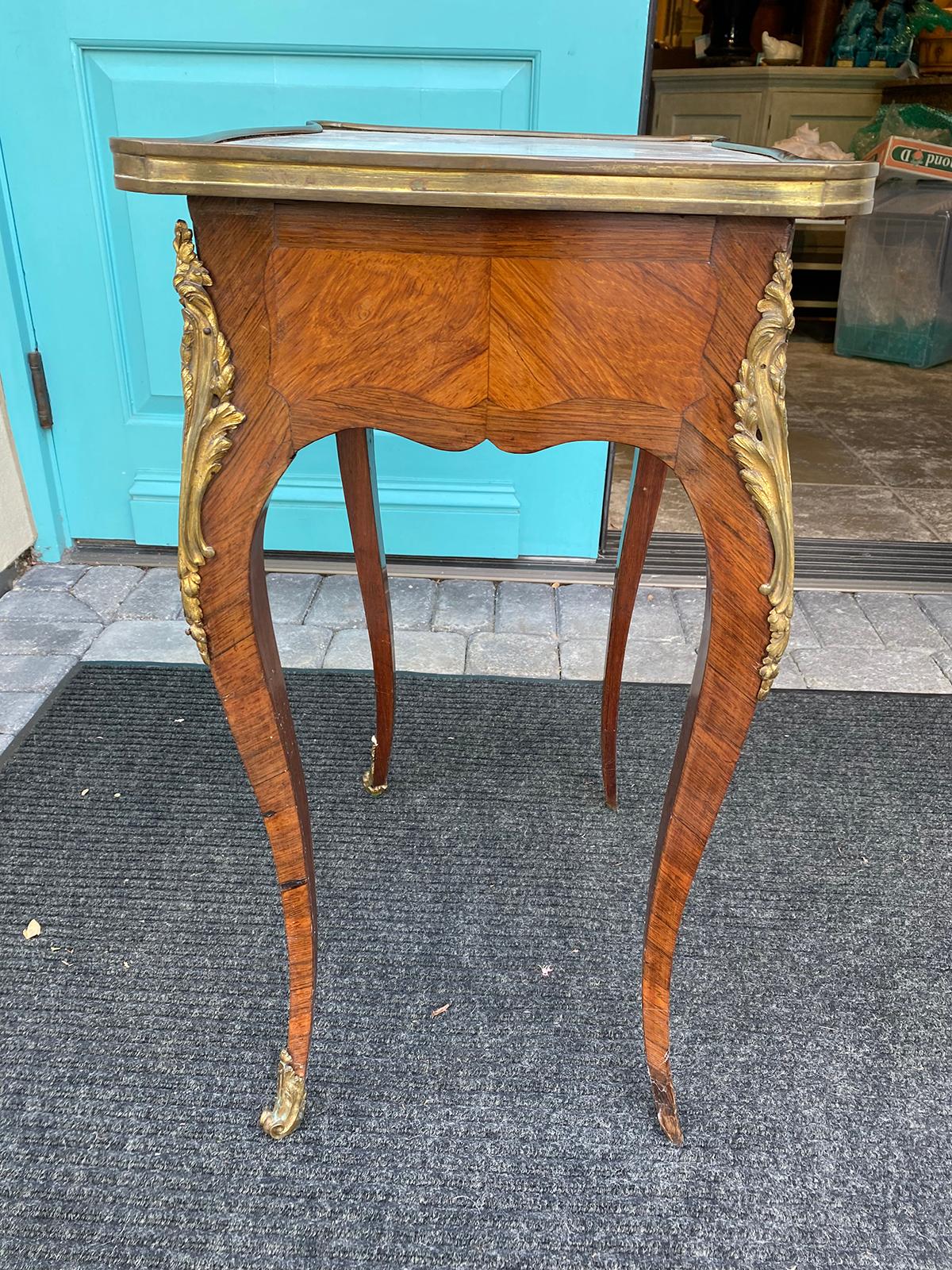 19th Century French Ormolu Mounted Marble Top Side Table, 1 Drawer For Sale 4