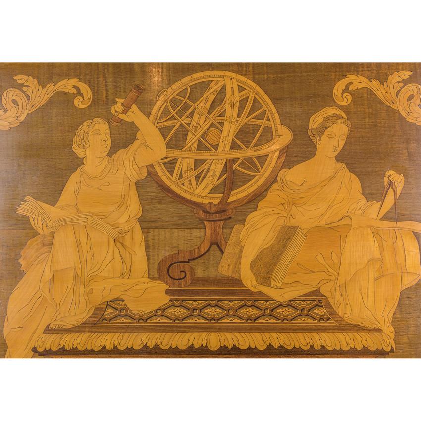 Mesa central francesa del siglo XIX de marquetería montada en ormolu Att. Alfred Beurdeley Marquetería en venta