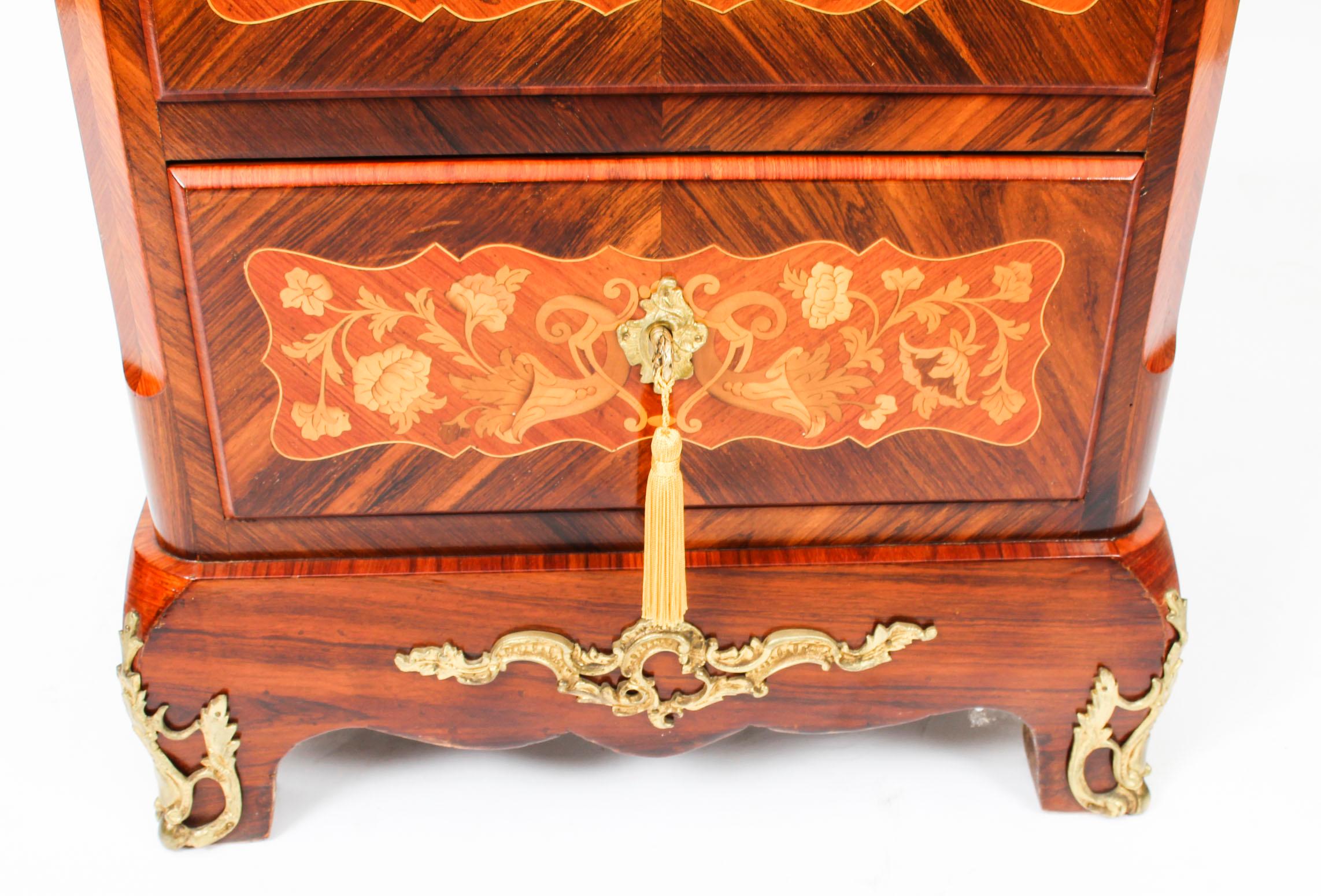Mid-19th Century 19th Century French Ormolu Mounted Marquetry Secretaire Chest