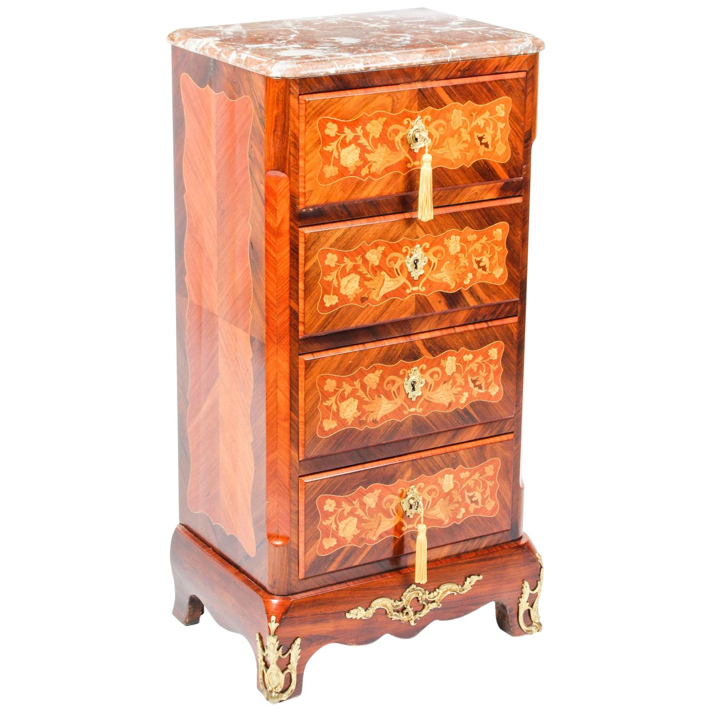 19th Century French Ormolu Mounted Marquetry Secretaire Chest