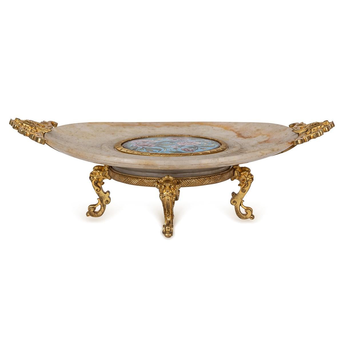 Late 19th Century 19th Century French Ormolu Mounted Onyx Marble & Enamel Centrepiece c.1880 For Sale