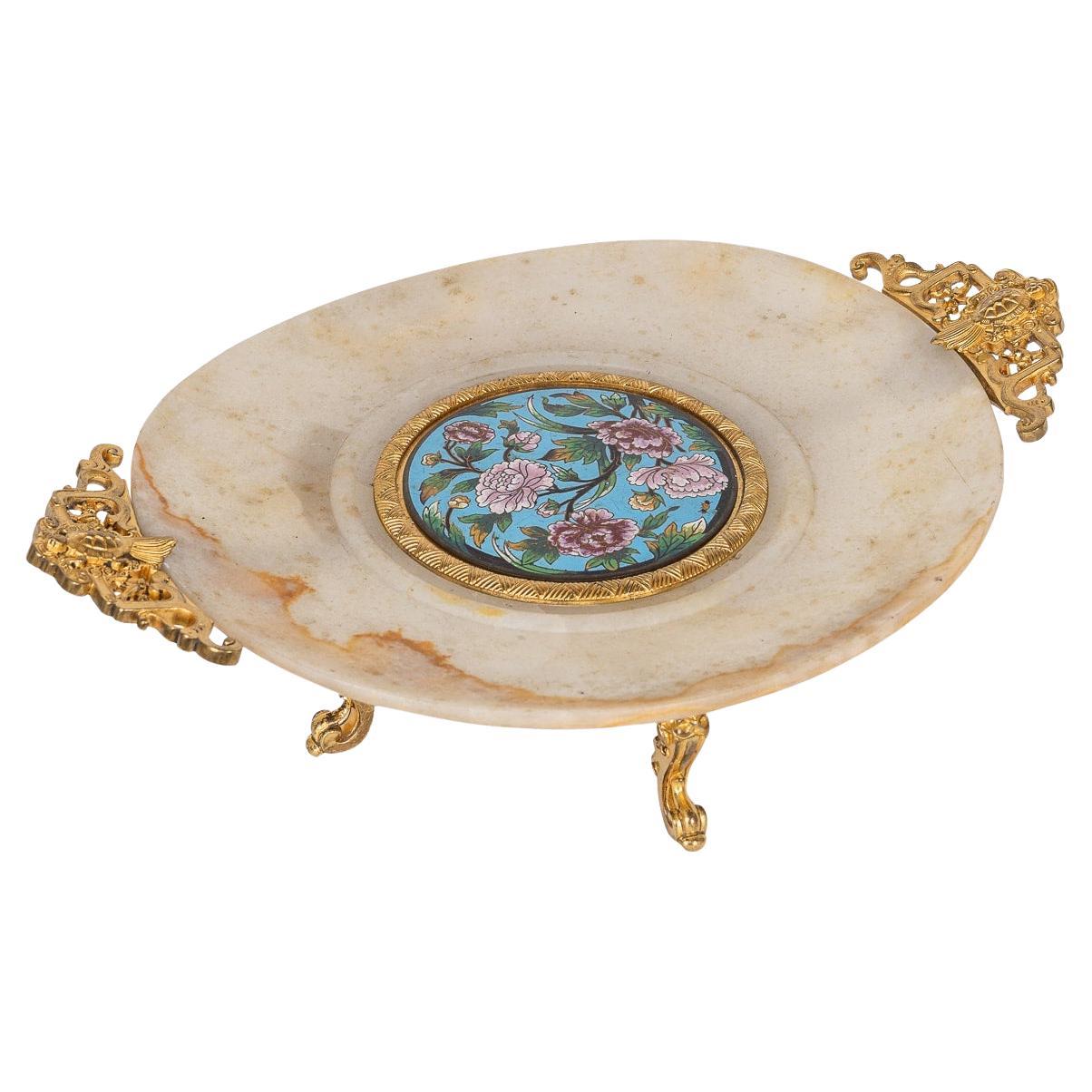 19th Century French Ormolu Mounted Onyx Marble & Enamel Centrepiece c.1880 For Sale