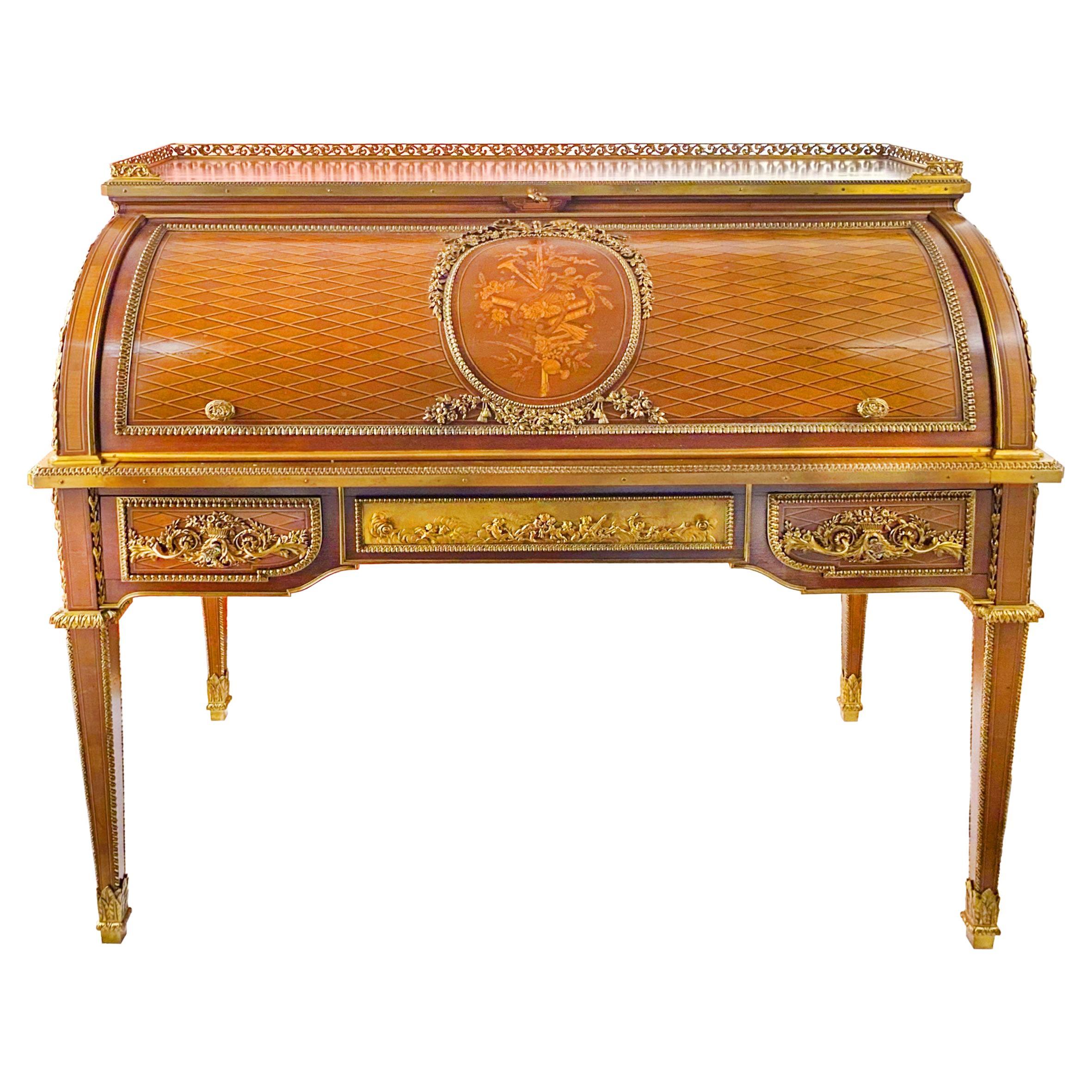 19th Century French Ormolu-Mounted Rolltop Desk by Alfred Beurdeley For Sale