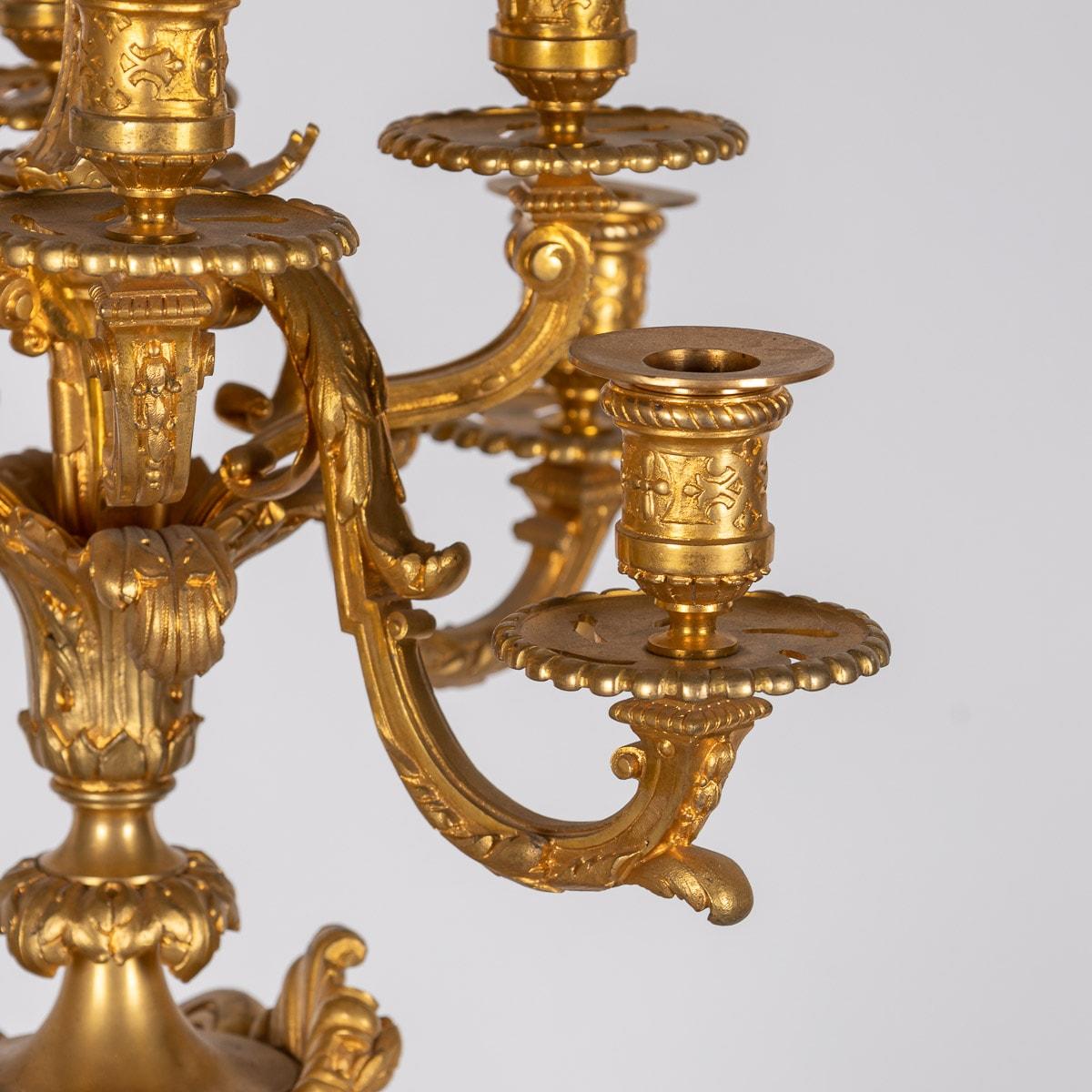 19th Century French Ormolu-Mounted Rouge Griotte Nine-Light Candelabra, c.1870 For Sale 7