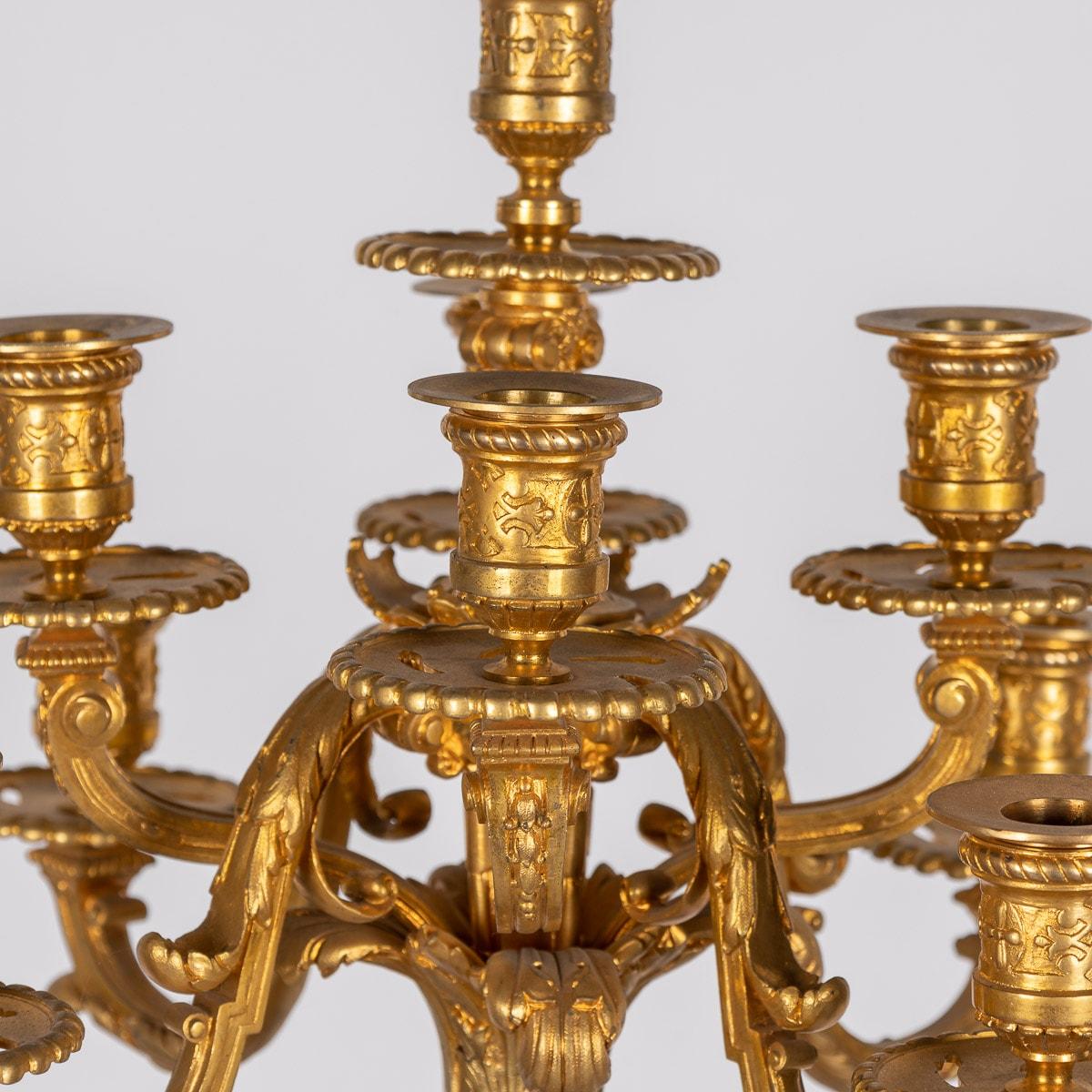 19th Century French Ormolu-Mounted Rouge Griotte Nine-Light Candelabra, c.1870 For Sale 5