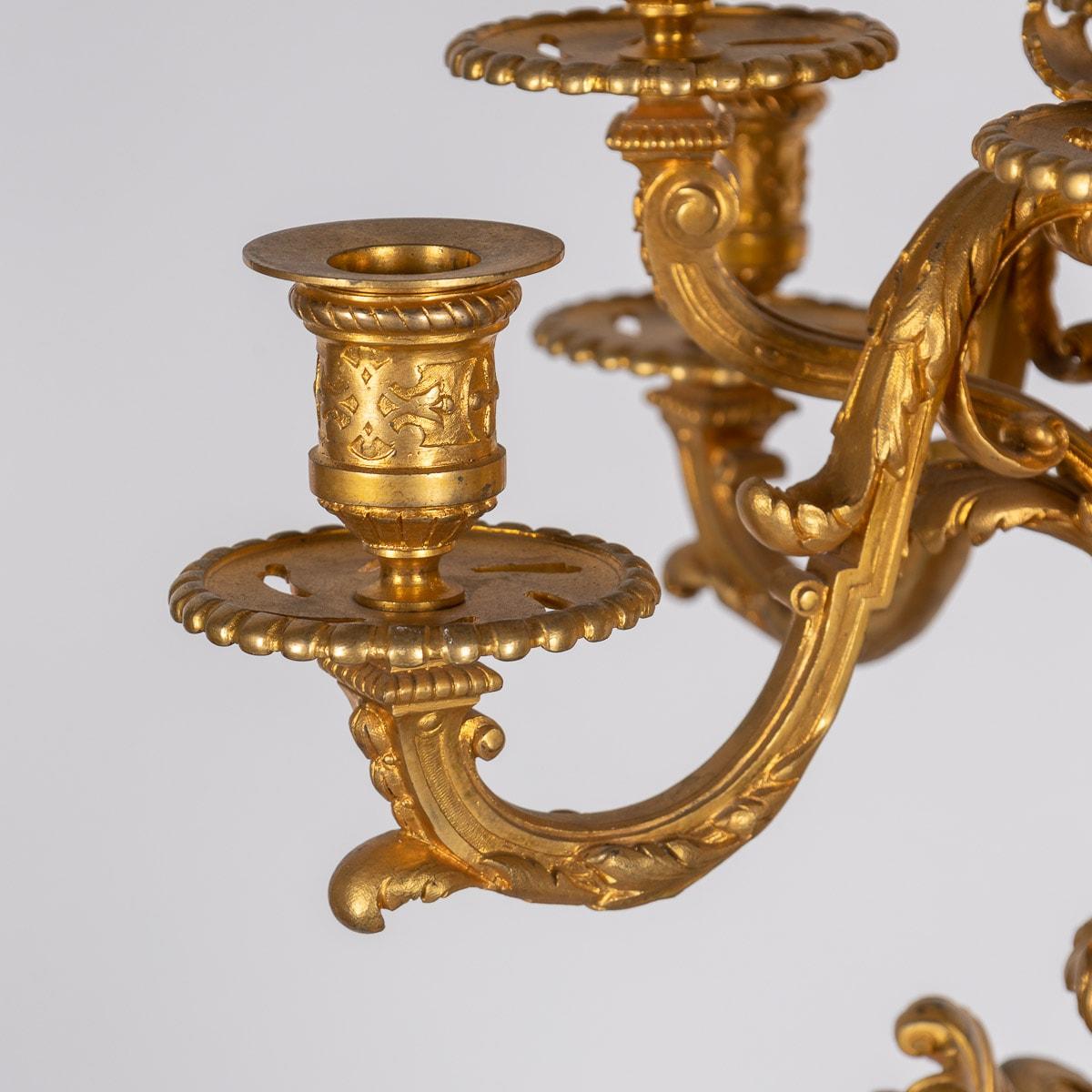 19th Century French Ormolu-Mounted Rouge Griotte Nine-Light Candelabra, c.1870 For Sale 6