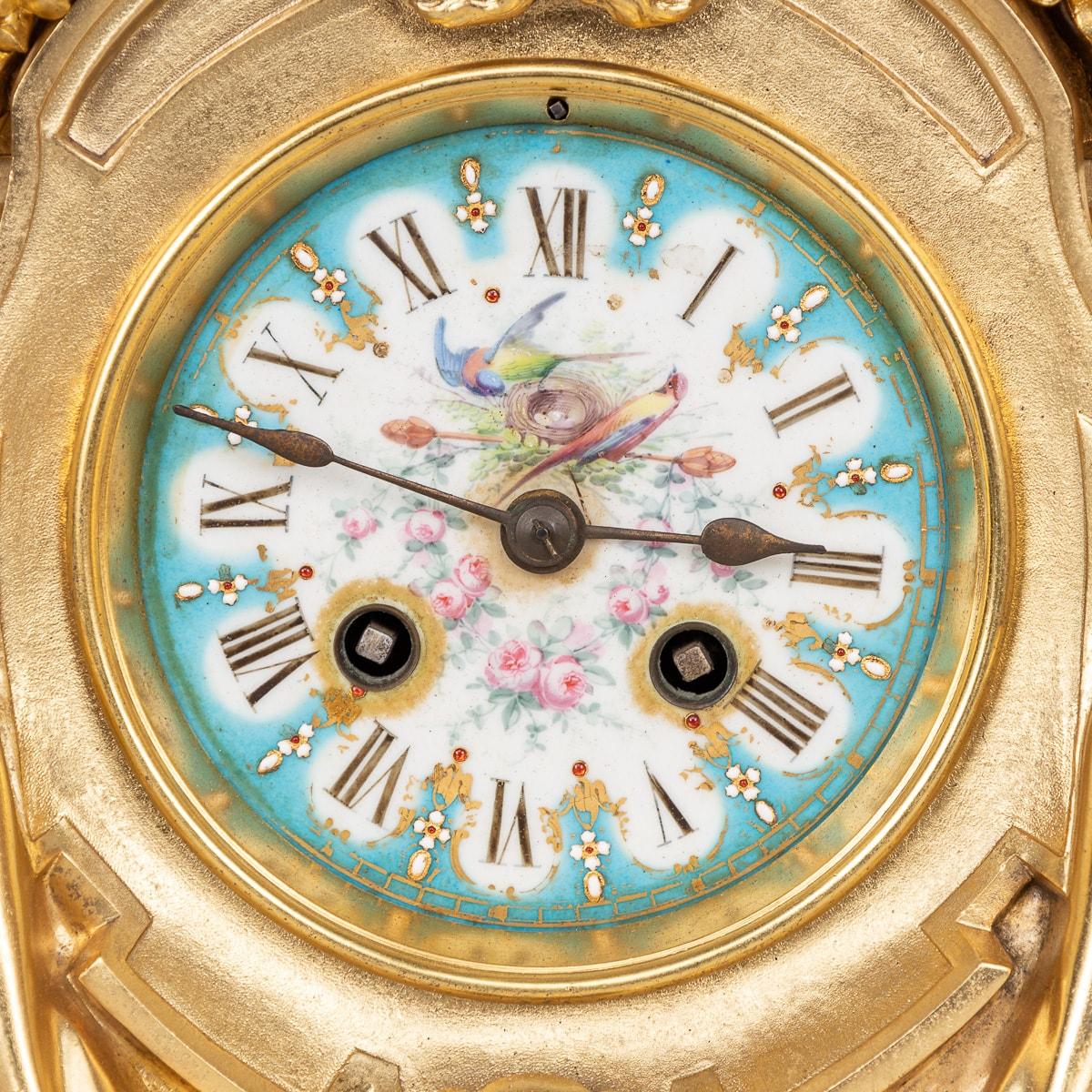 19th Century French Ormolu Mounted Sevres Style Porcelain Mantle Clock c.1870 For Sale 11
