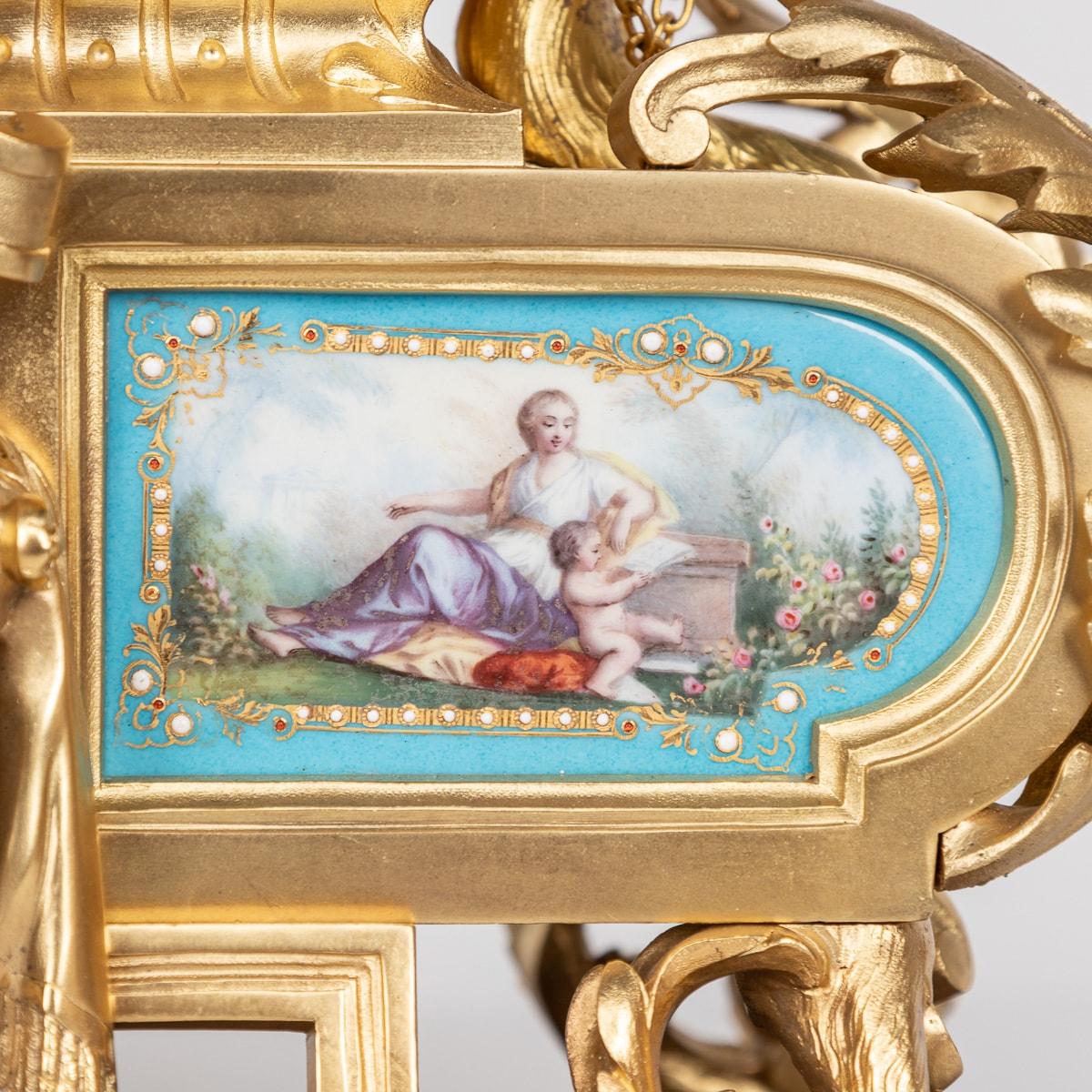 19th Century French Ormolu Mounted Sevres Style Porcelain Mantle Clock c.1870 For Sale 12