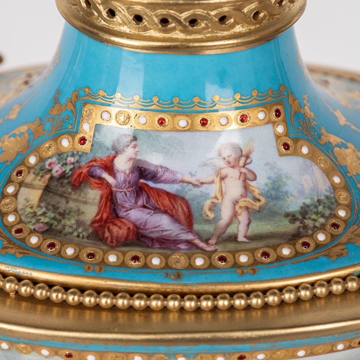 19th Century French Ormolu Mounted Sevres Style Porcelain Mantle Clock c.1870 For Sale 14