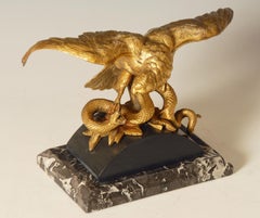 19th Century French Ormolu on Bronze Study of an Eagle Attacking a Snake