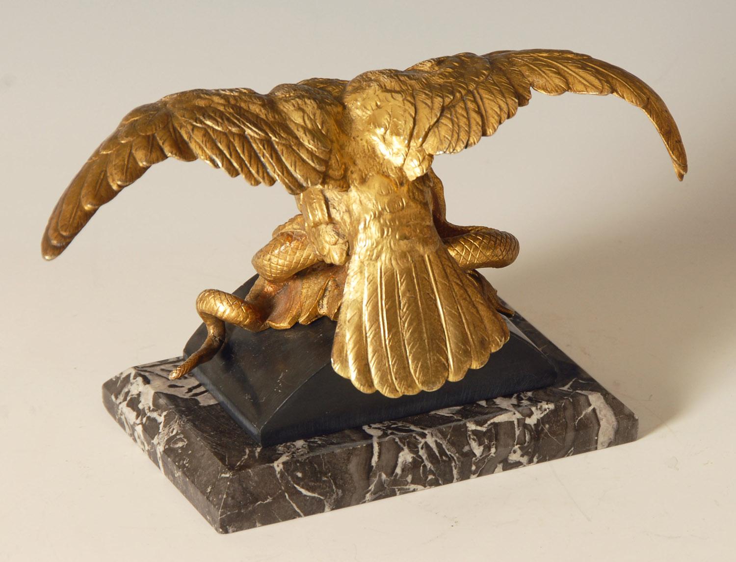 19th Century French Ormolu on Bronze Study of an Eagle Attacking a Snake In Good Condition For Sale In Brighton, GB