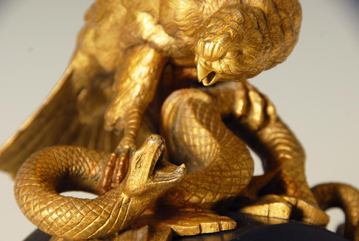 19th Century French Ormolu on Bronze Study of an Eagle Attacking a Snake For Sale 3