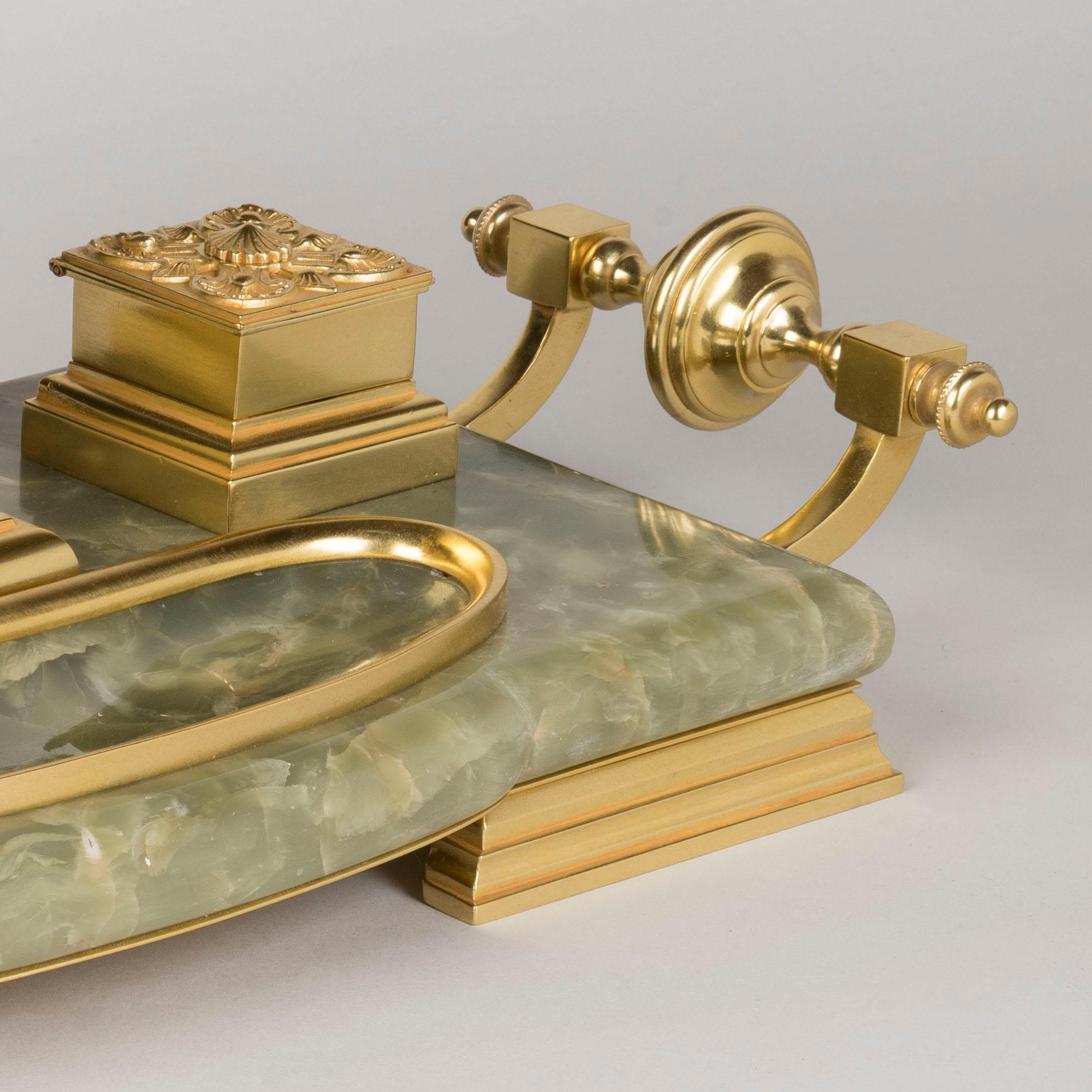 19th Century French Ormolu & Onyx Inkwell with Michelangelo's Lorenzo de Medici For Sale 3