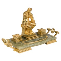 19th Century French Ormolu & Onyx Inkwell with Michelangelo's Lorenzo de Medici