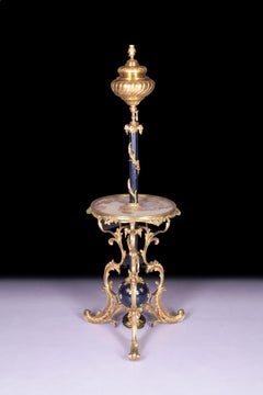 19th Century French Ormolu & Onyx Telescopic Standard Lamp