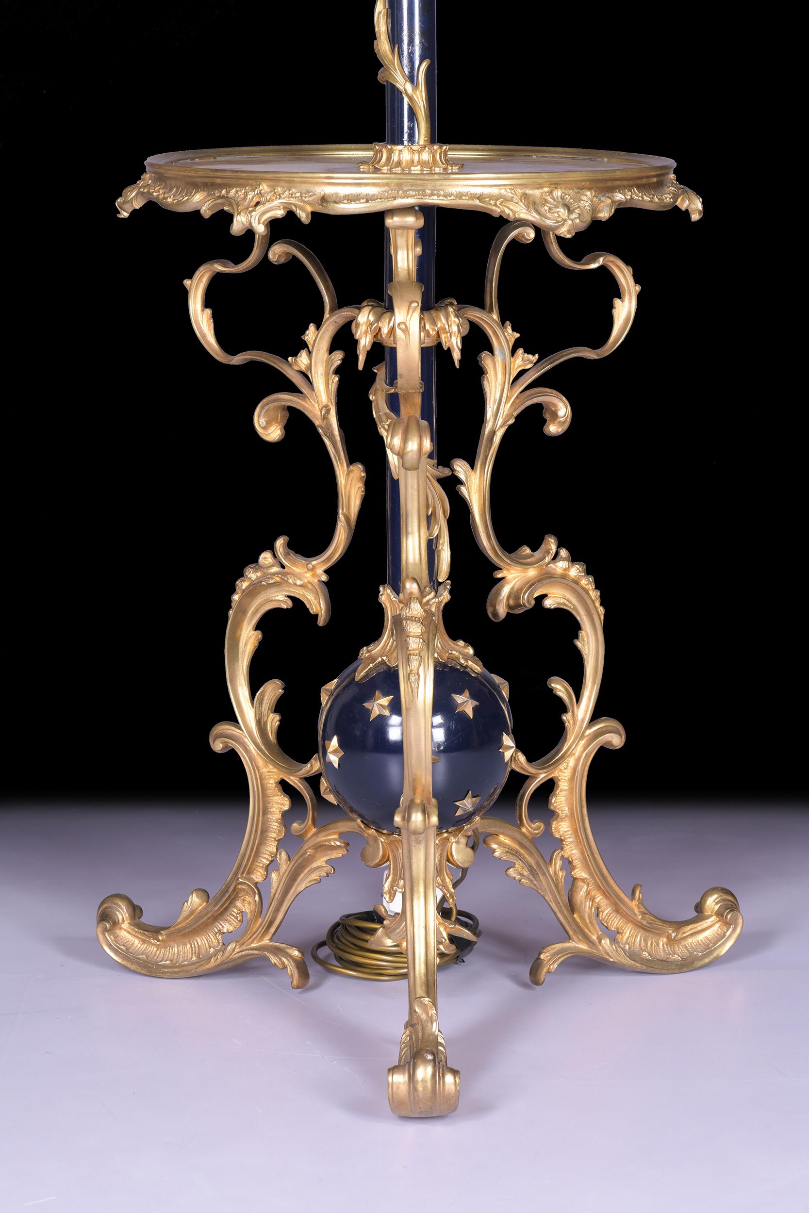 20th Century 19th Century French Ormolu & Onyx Telescopic Standard Lamp For Sale