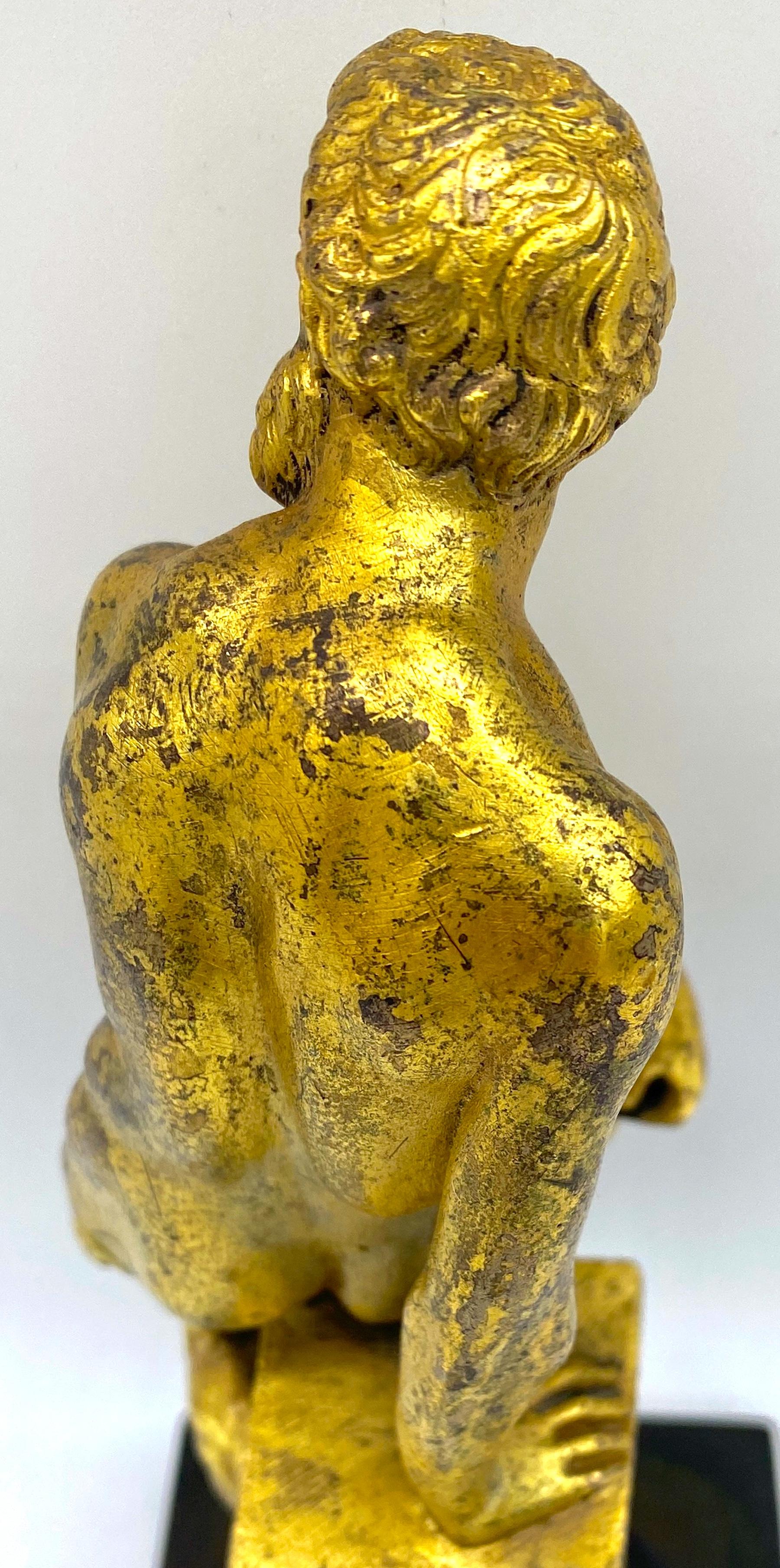 19th Century French Ormolu & Patinated Bronze Sculpture of a Seated Satyr  For Sale 6