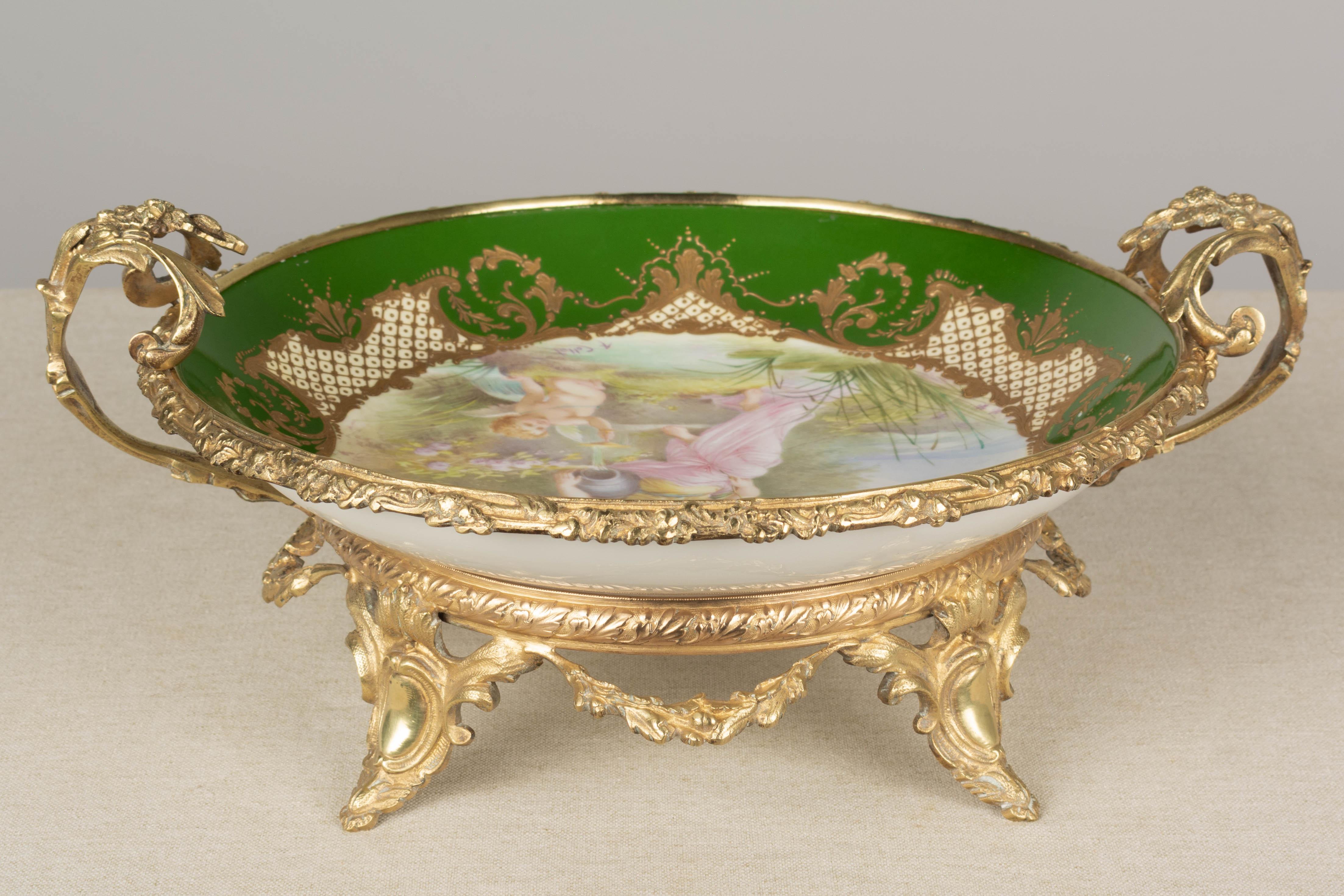 Beaux Arts 19th Century French Ormolu Sèvres Porcelain Centerpiece Bowl For Sale