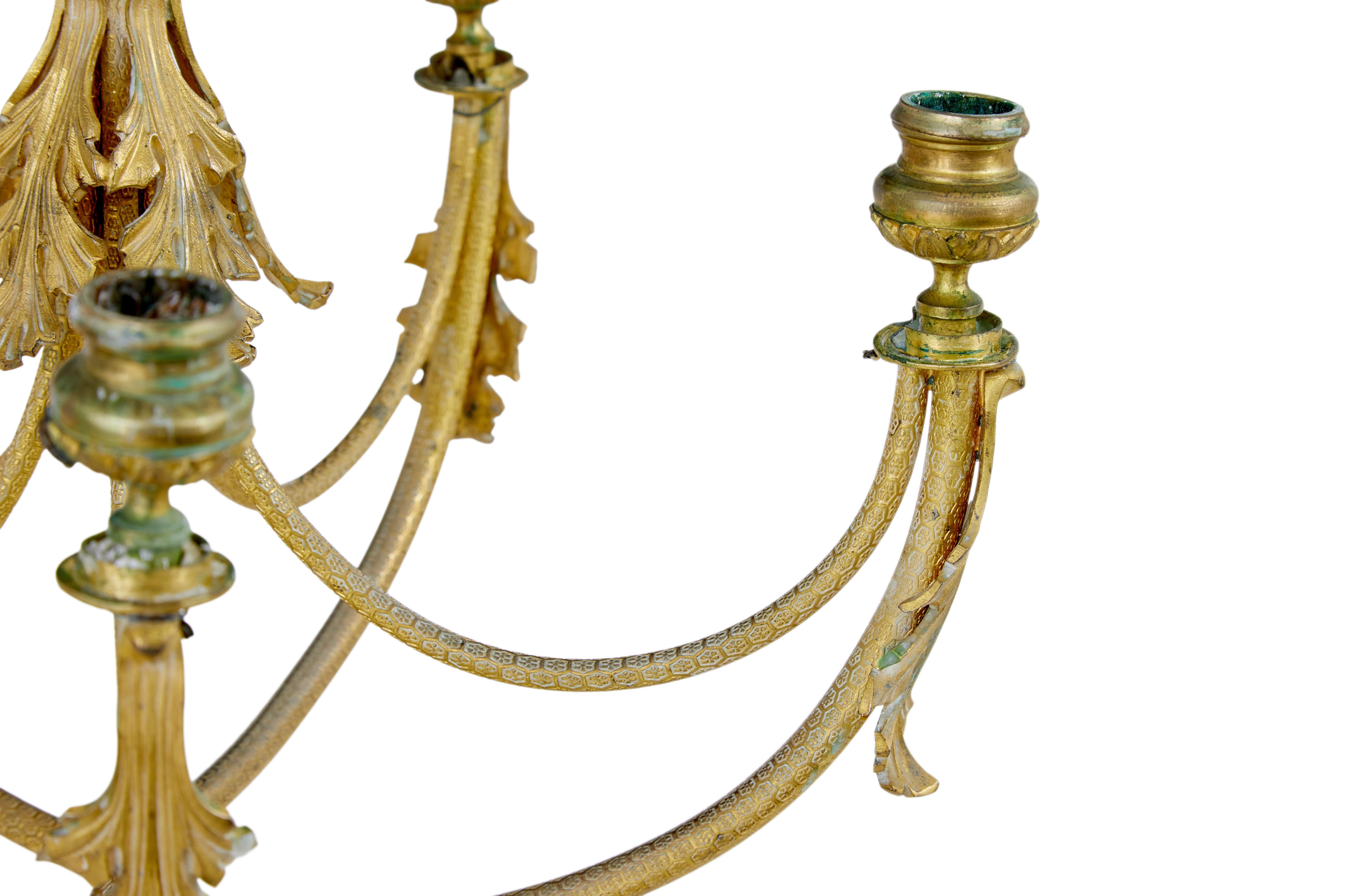 19th Century 19th century French ormolu six-candle candelabra For Sale