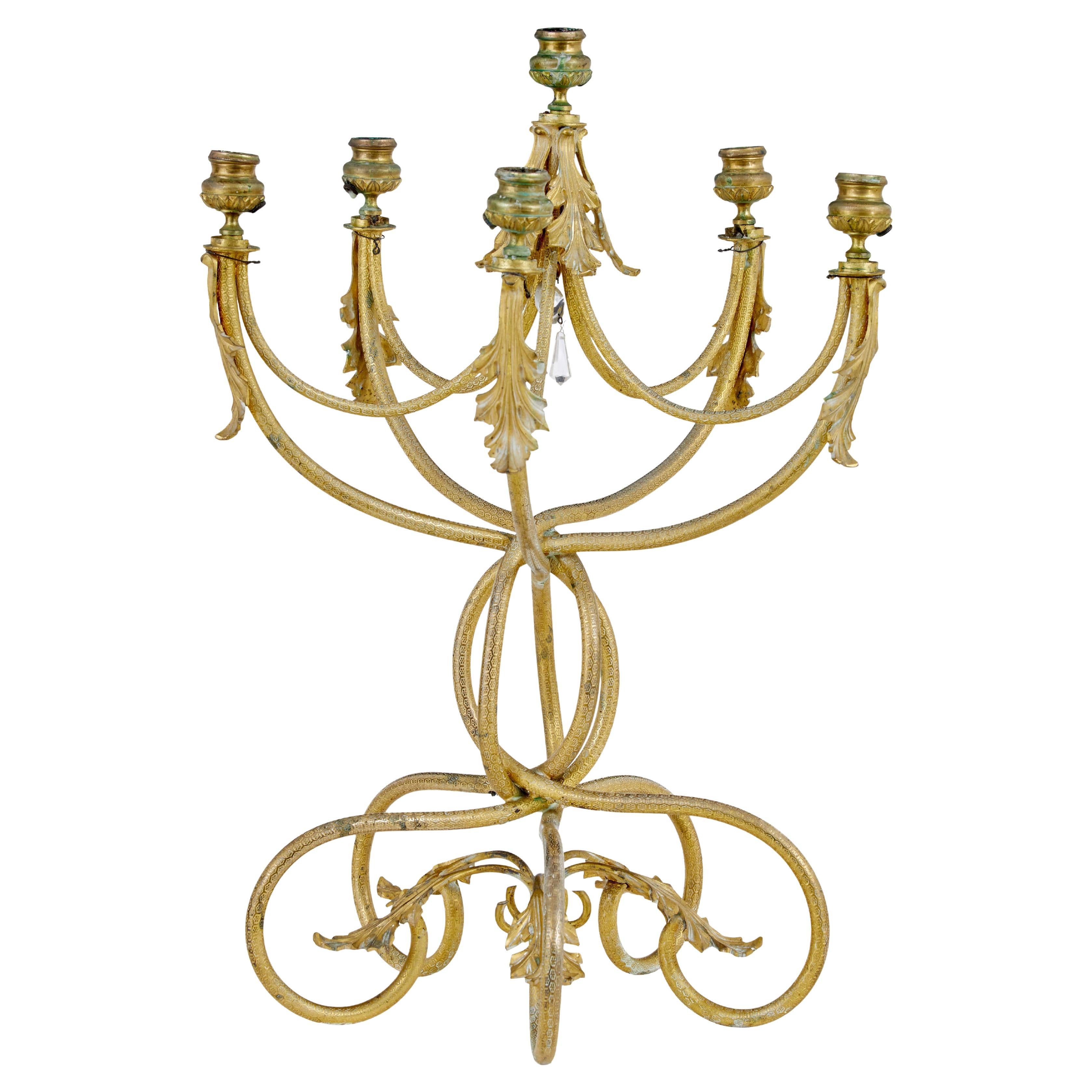 19th century French ormolu six-candle candelabra For Sale