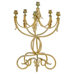 Chandelier à six bougies en bronze doré du XIXe siècle