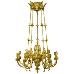 19th Century French Ormolu Ten-Light Chandelier by F. Barbedienne