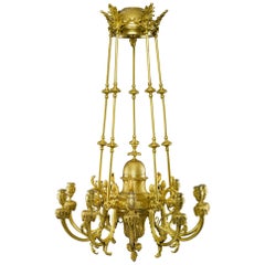 19th Century French Ormolu Ten-Light Chandelier by F. Barbedienne