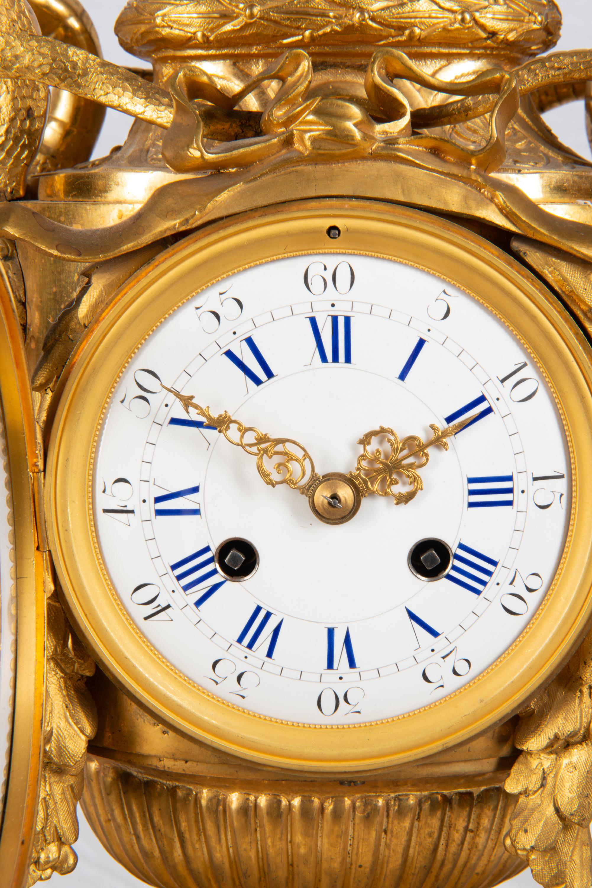 19th Century French Ormolu Urn Shape Mantel Clock For Sale 1