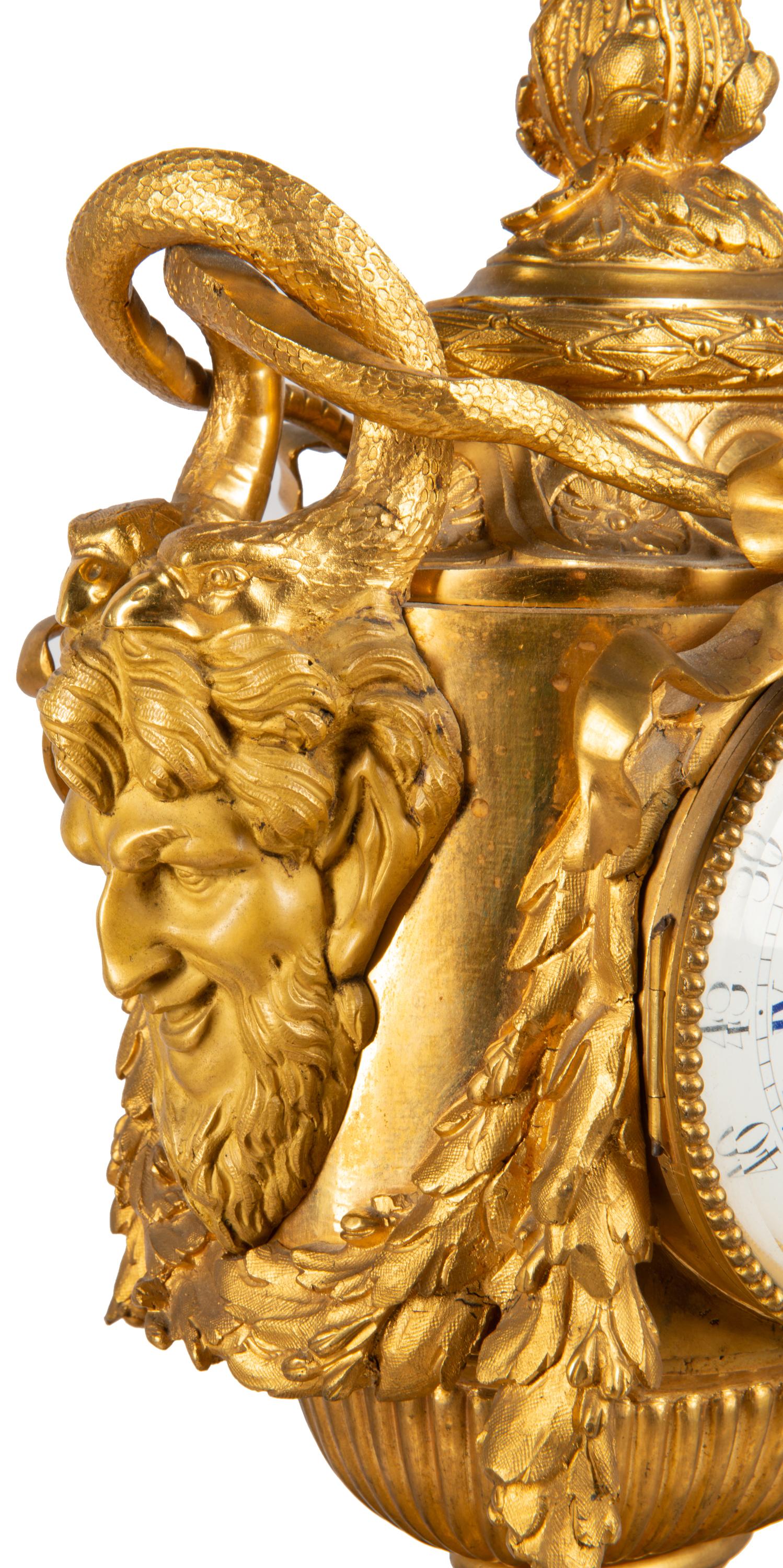 19th Century French Ormolu Urn Shape Mantel Clock For Sale 2