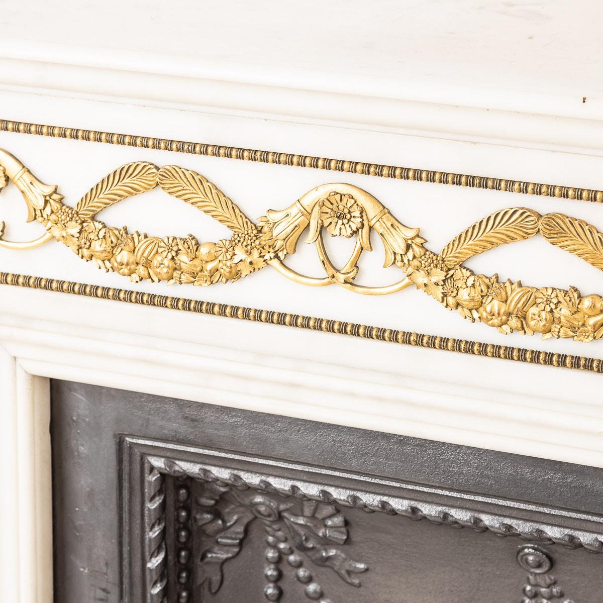 19th Century French Ormolu & White Marble Fireplace with Iron Inserts, c.1850 9