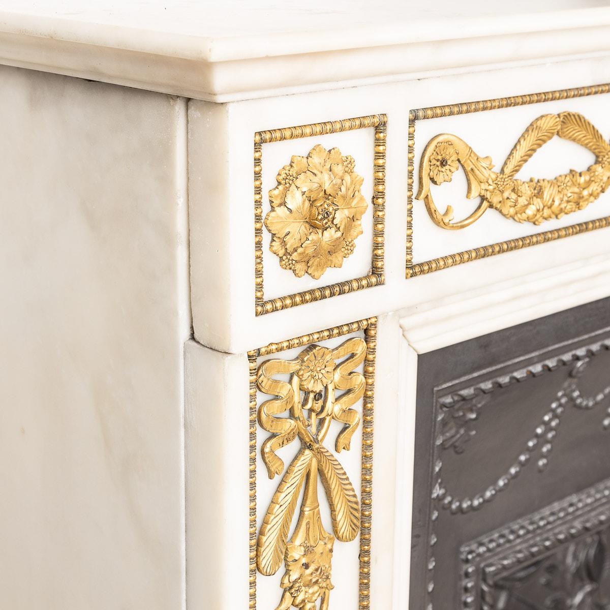 19th Century French Ormolu & White Marble Fireplace with Iron Inserts, c.1850 10