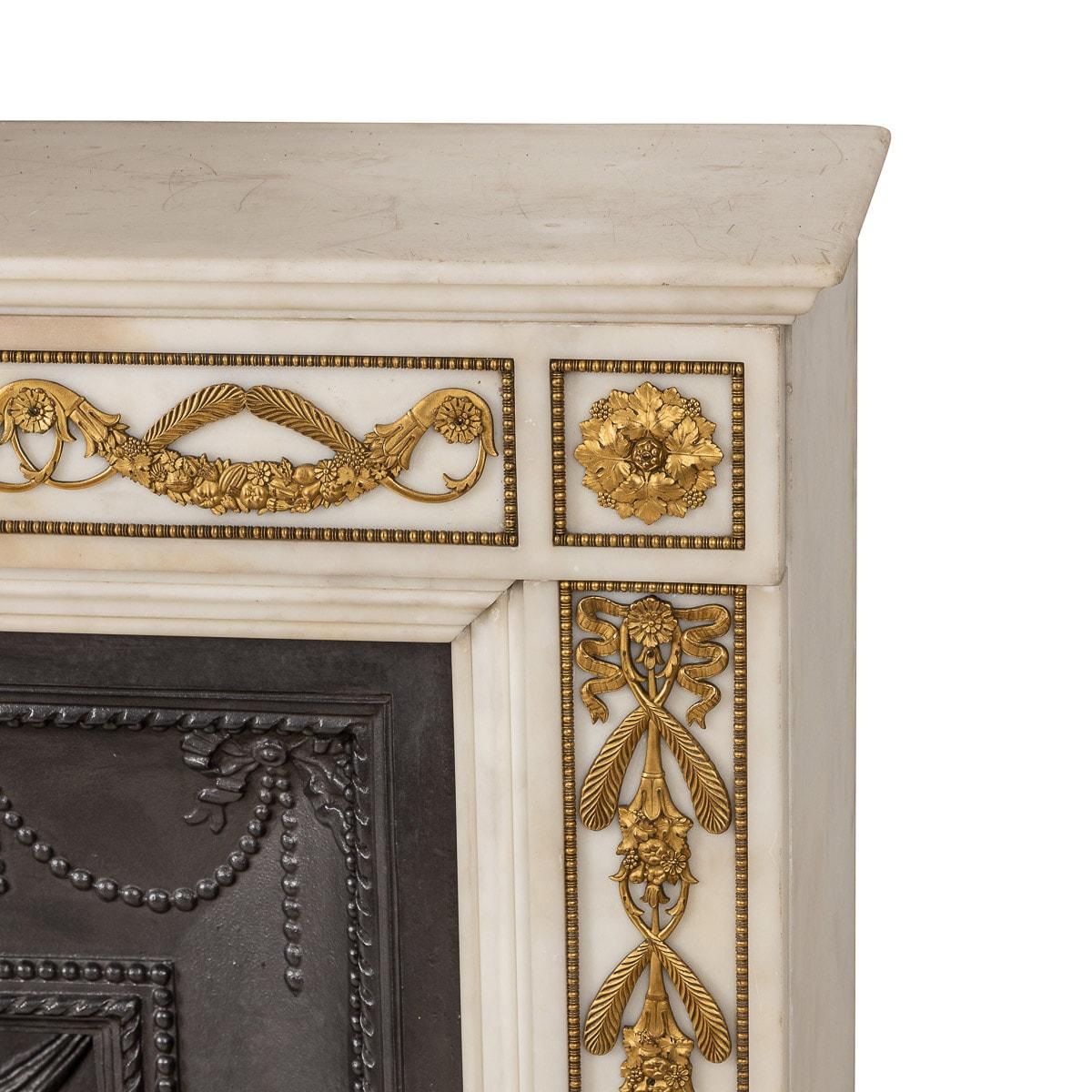 19th Century French Ormolu & White Marble Fireplace with Iron Inserts, c.1850 5