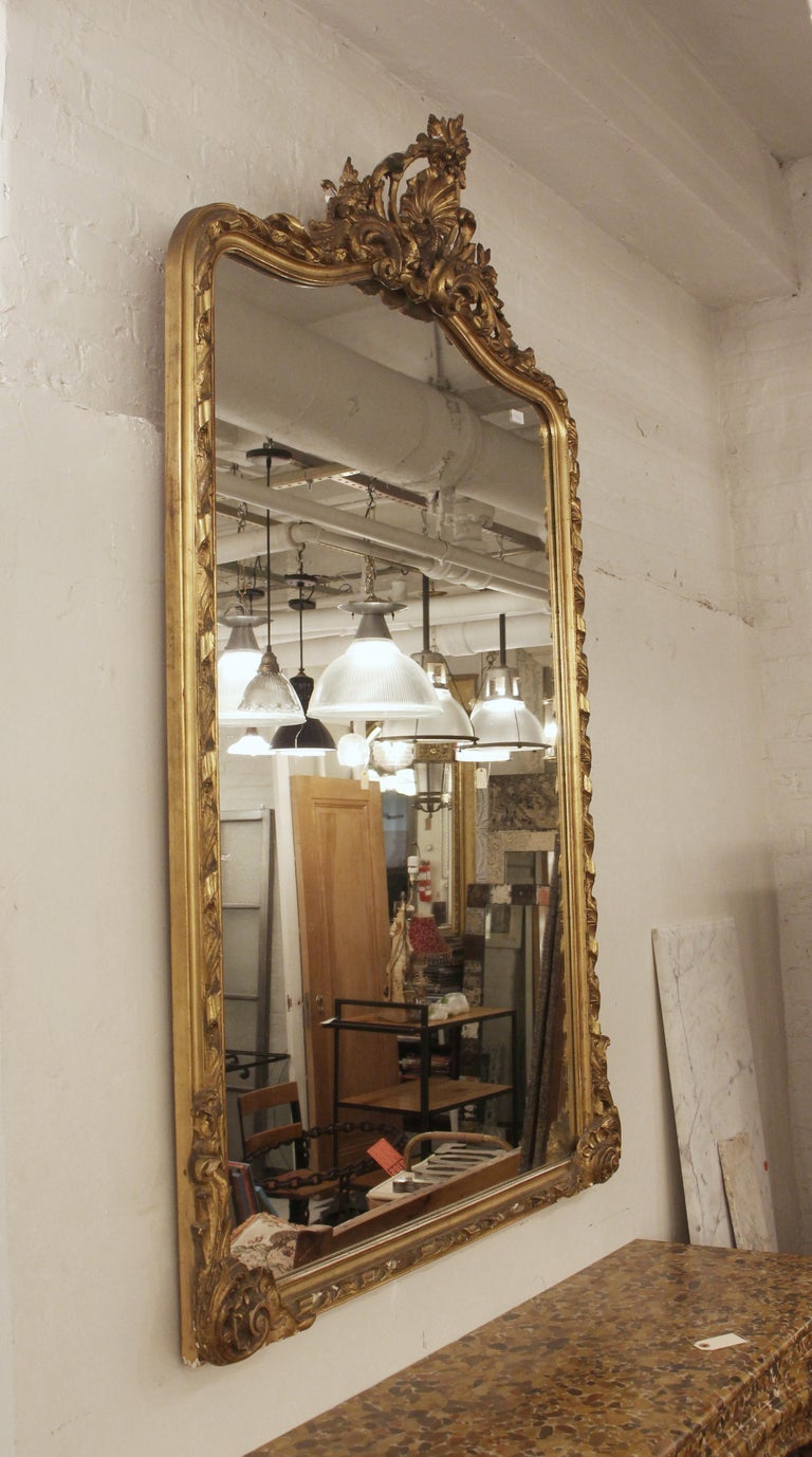 19th Century French Ornate Gold Gilt Mirror with Center Cartouche For ...