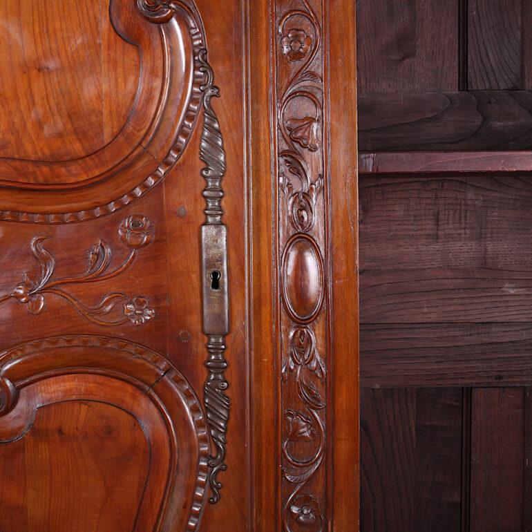 19th Century French Ornately Carved Cherry Louis XV Style Armoire 3