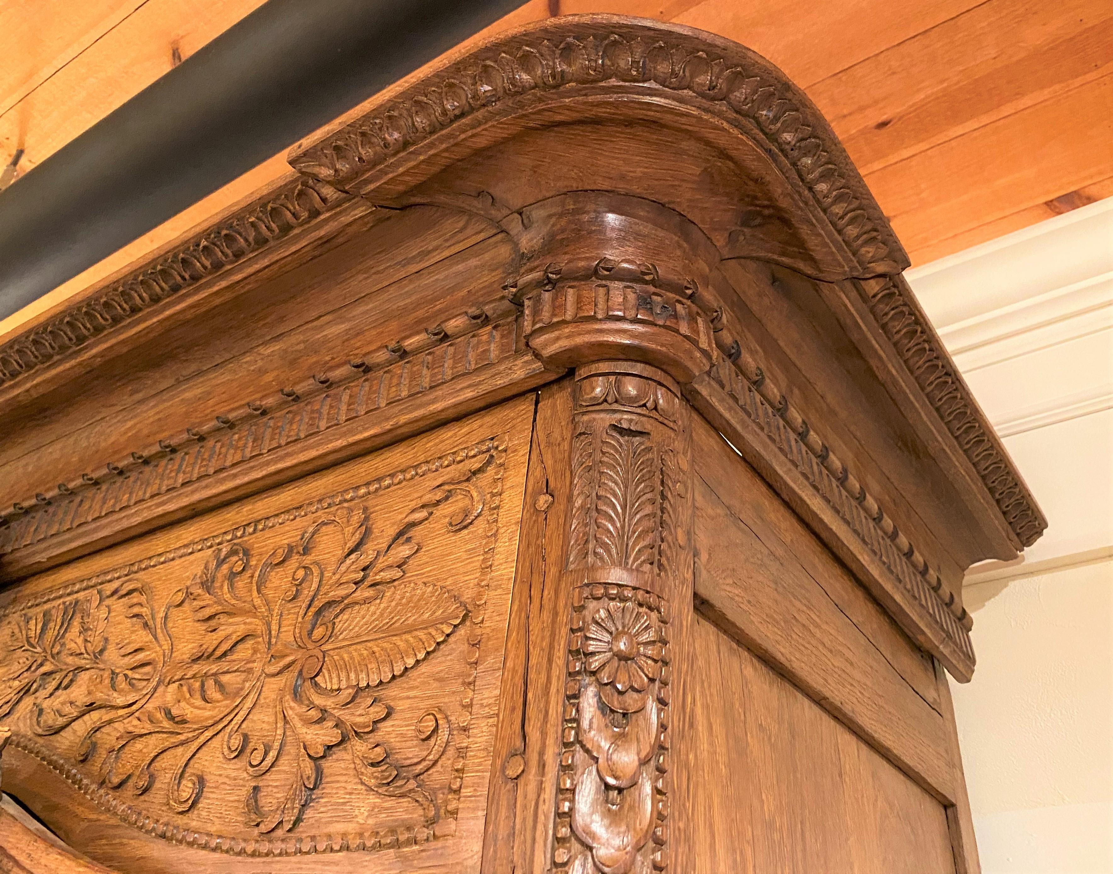 19th Century French Ornately Carved Oak Armoire 5