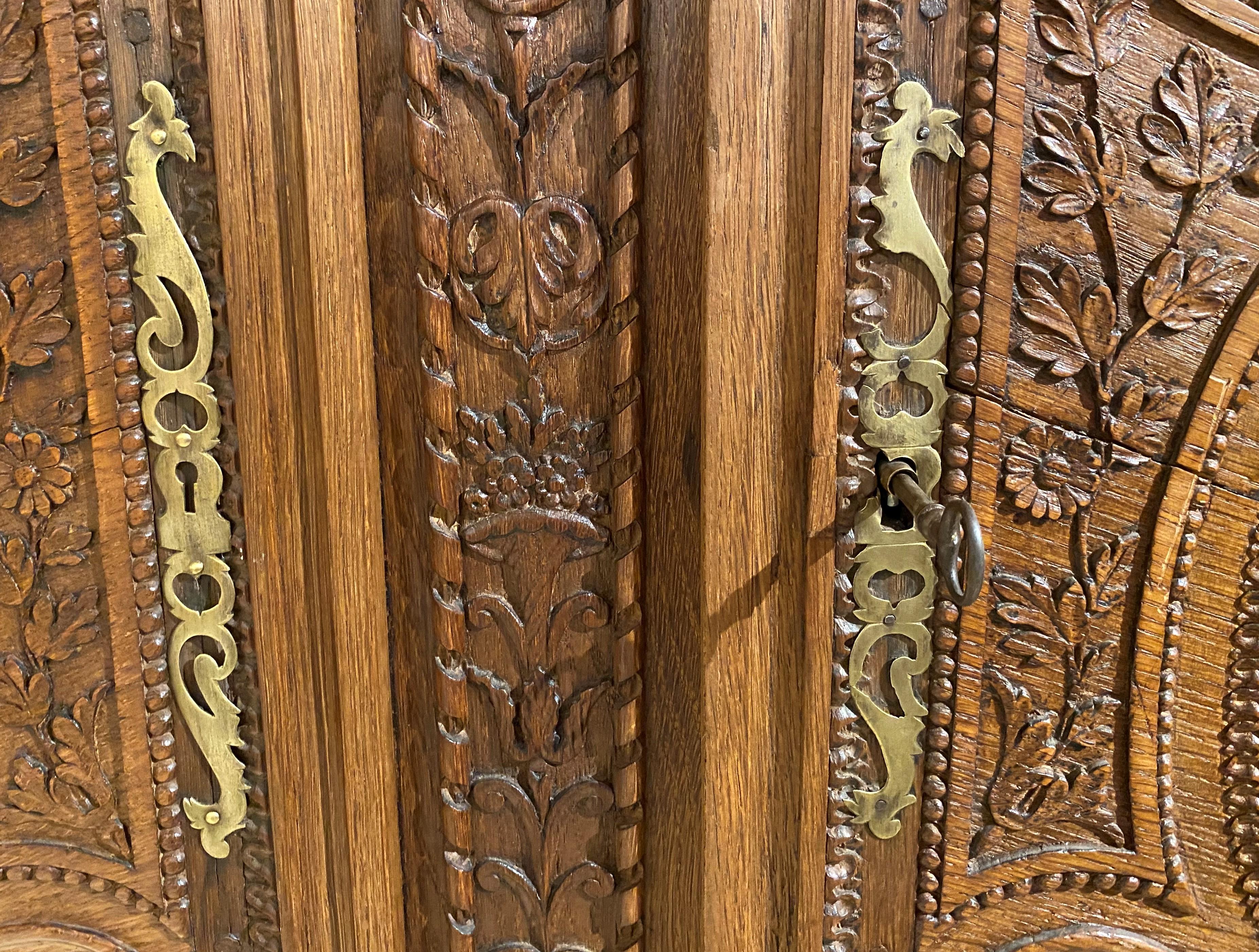 19th Century French Ornately Carved Oak Armoire 7