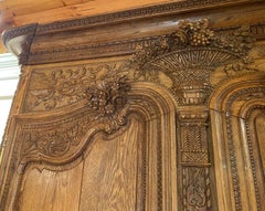 19th Century French Ornately Carved Oak Armoire