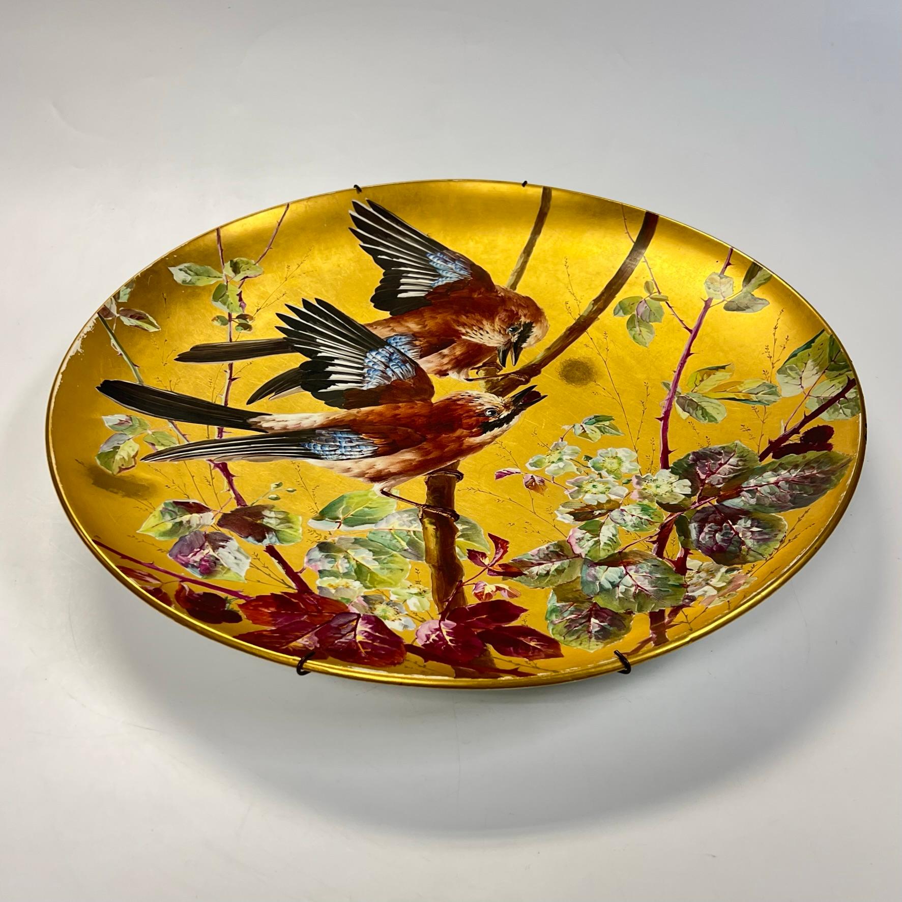 19th Century French Ornithological Faience Charger by Montereau For Sale 5