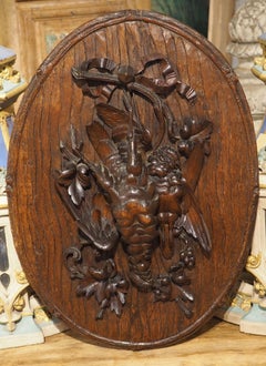 19th Century French Oval Black Forest Game Plaque with Bark Trompe L’Oeil