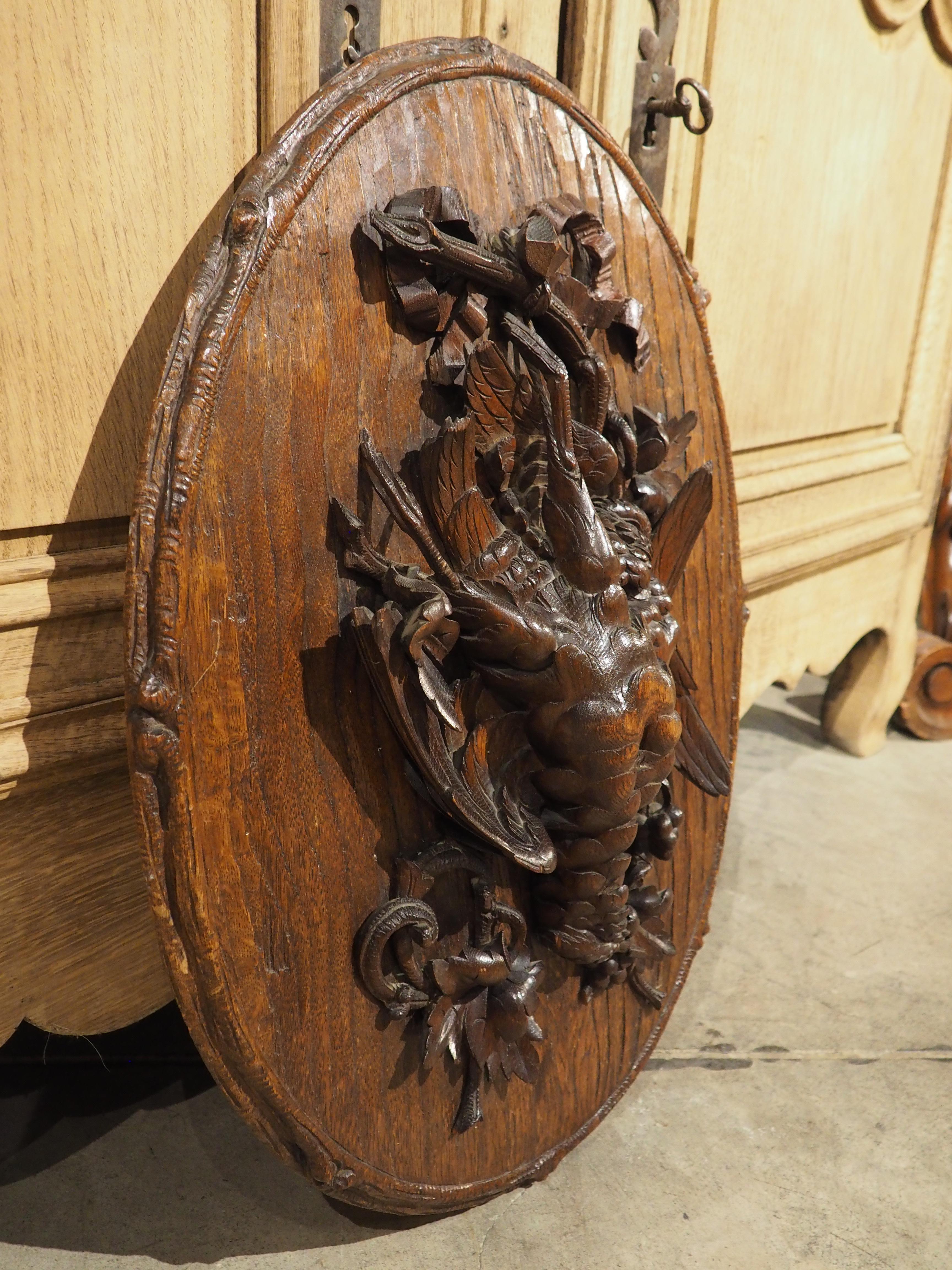 19th Century French Oval Black Forest Game Plaque with Bark Trompe L’Oeil For Sale 4