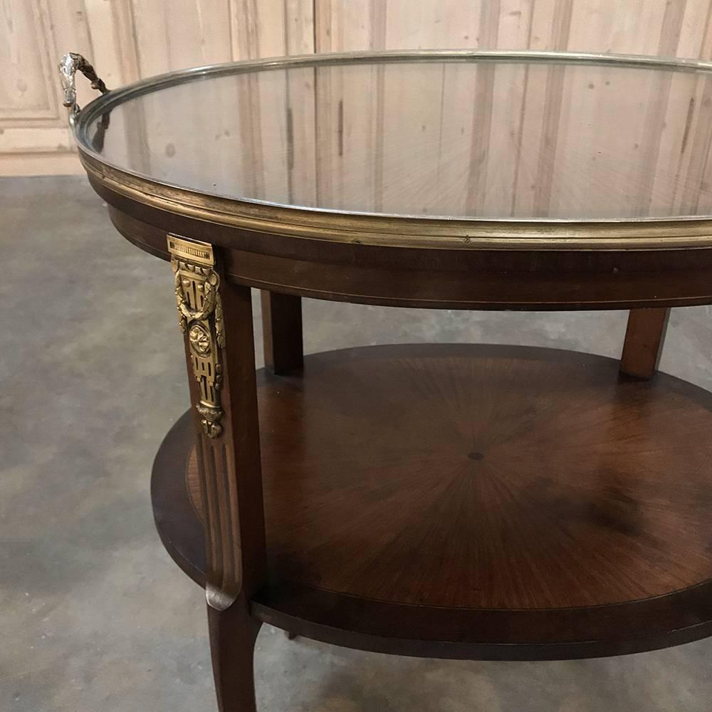 19th Century French Oval Marquetry and Ormolu Occasional Table with Glass Tray 3