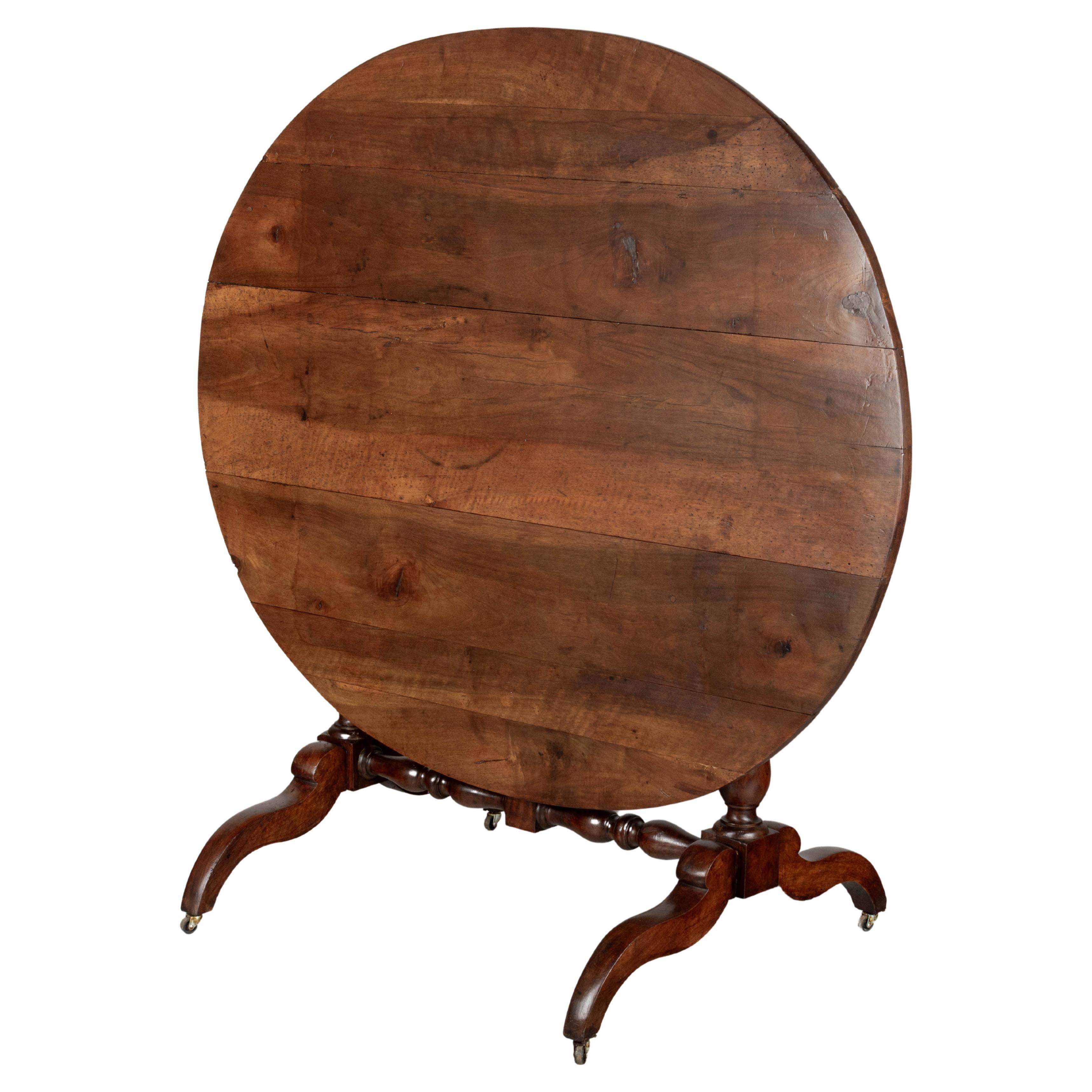 19th Century French Oval Dining Table or Tilt Top Table For Sale